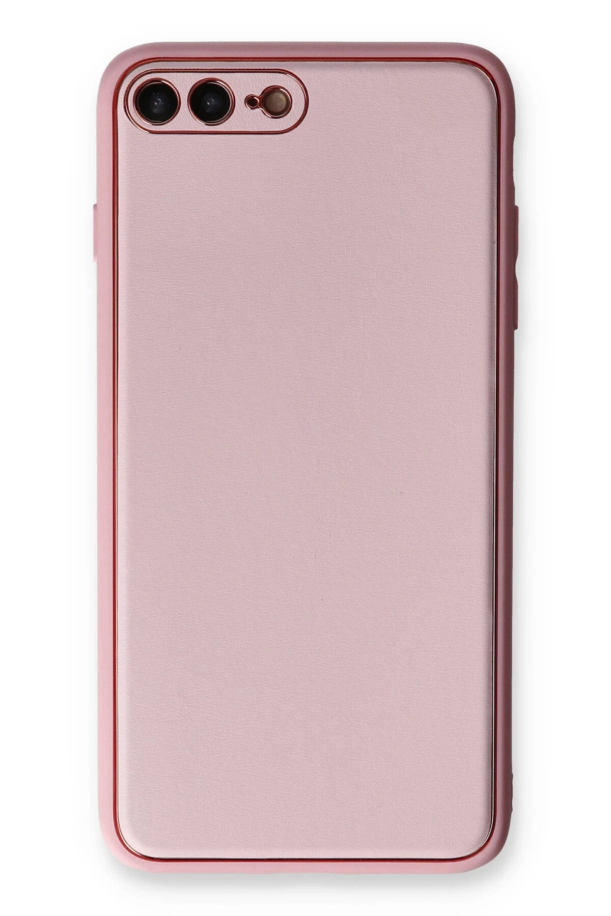 Newface iPhone 7 Plus Kılıf Coco Deri Silikon Kapak - Pudra