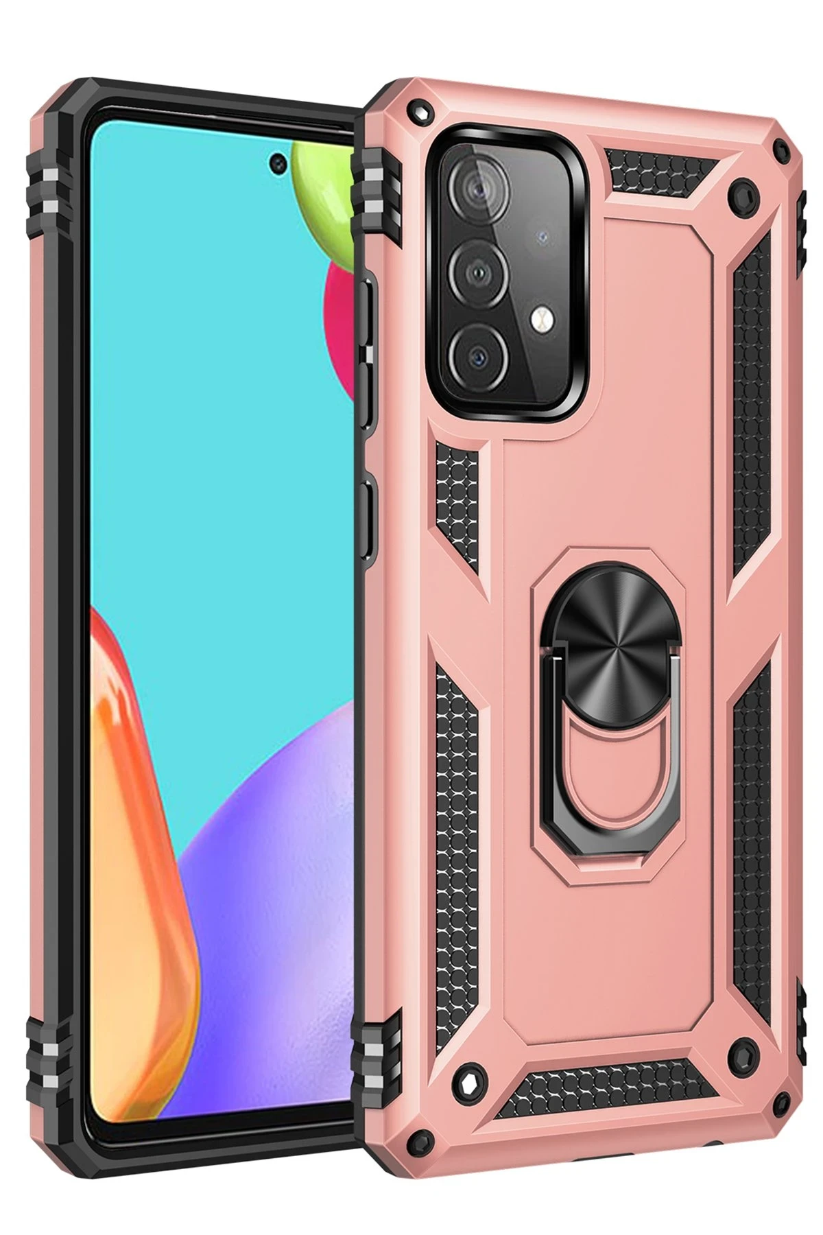 Newface Samsung Galaxy A23 4G Kılıf Sofya Yüzüklü Silikon Kapak - Rose