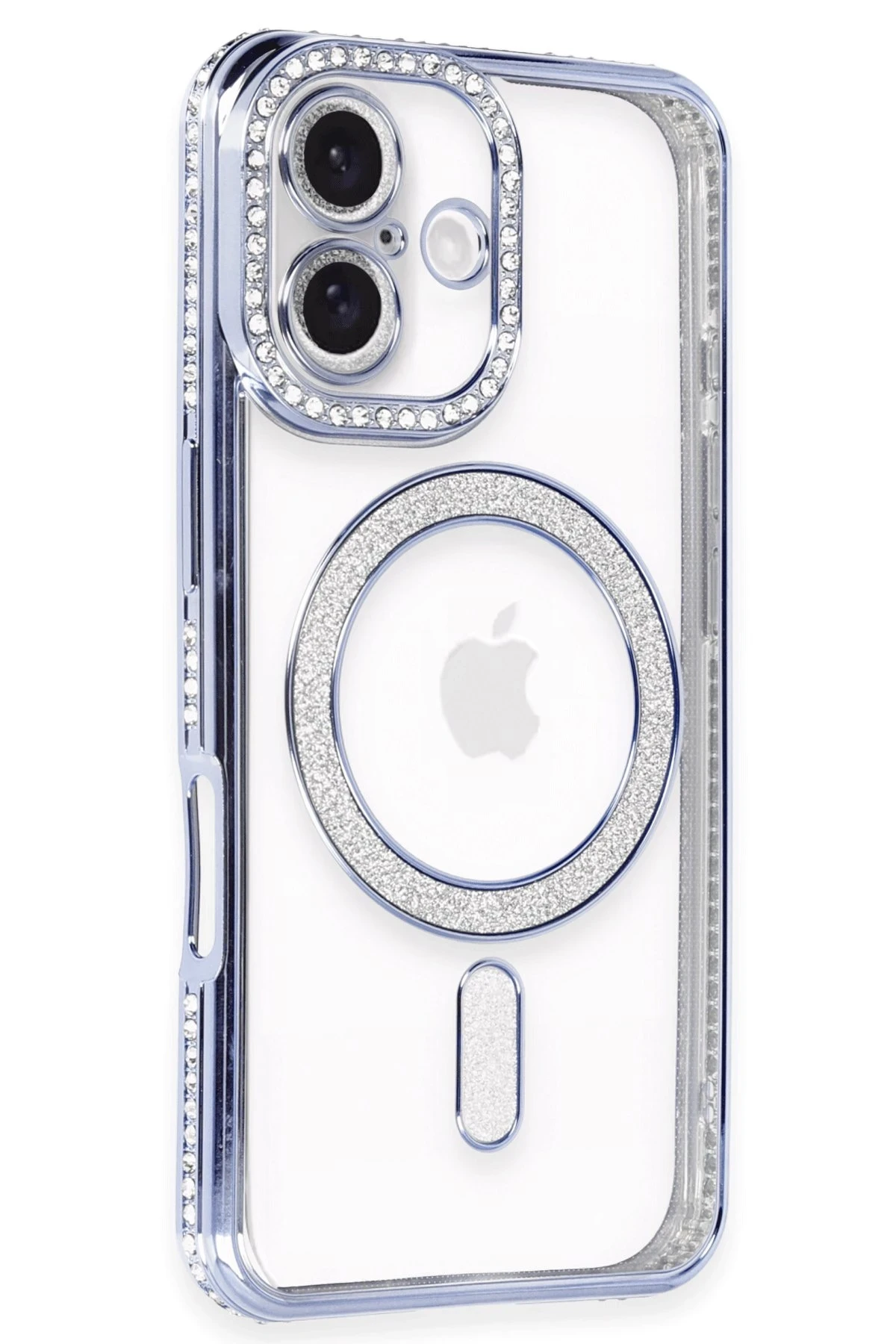 Newface iPhone 16 Kılıf Joke Simli Magneticsafe Kılıf - Mavi