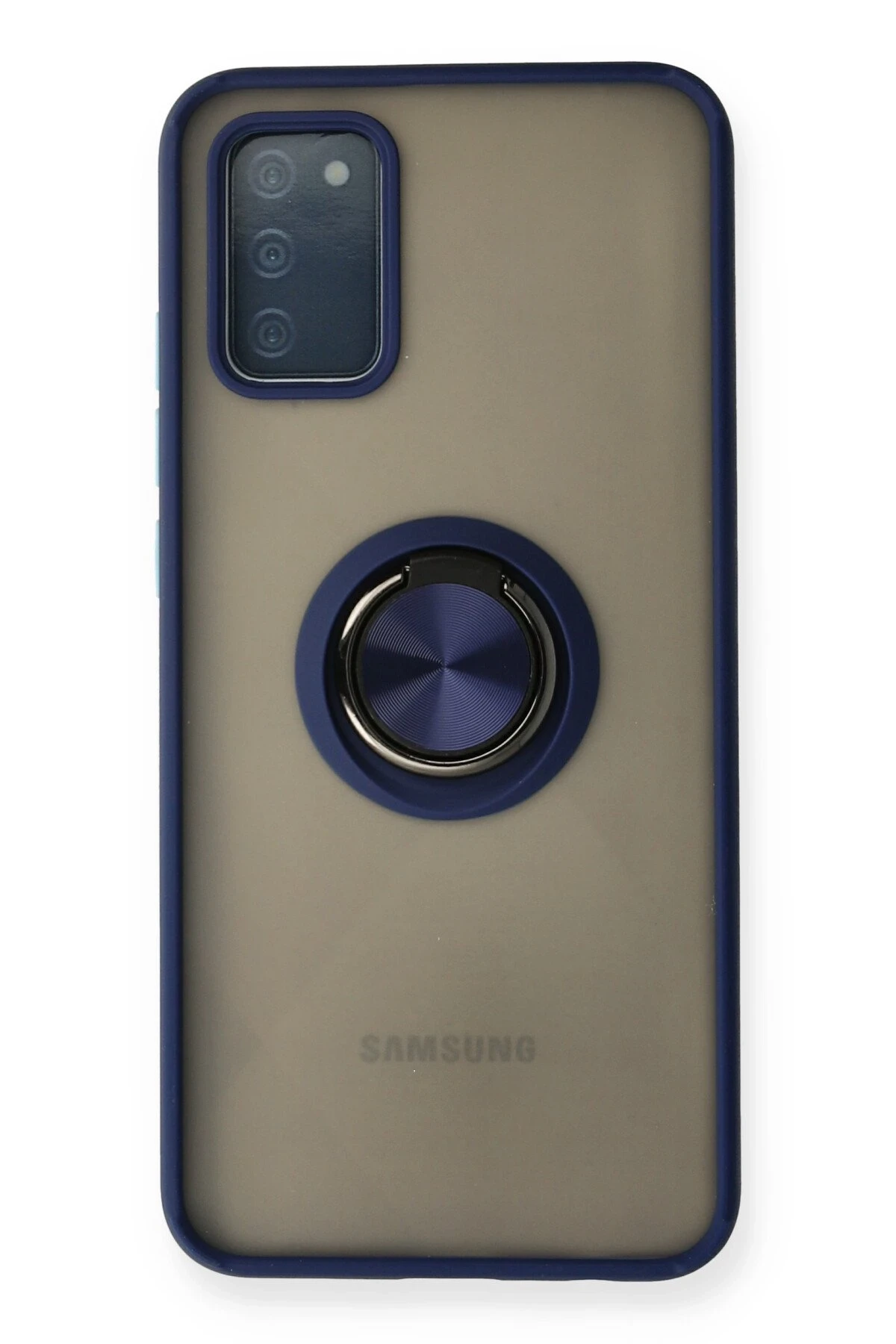 Newface Samsung Galaxy A02S Kılıf Montreal Yüzüklü Silikon Kapak - Lacivert