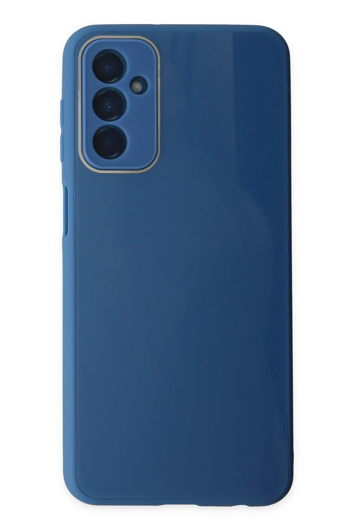 Newface Samsung Galaxy M23 Kılıf Glass Kapak - Mavi
