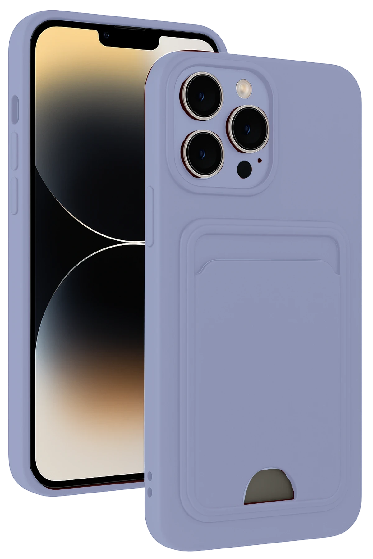 Newface iPhone 15 Pro Max Kılıf Kelvin Kartvizitli Silikon - Lila