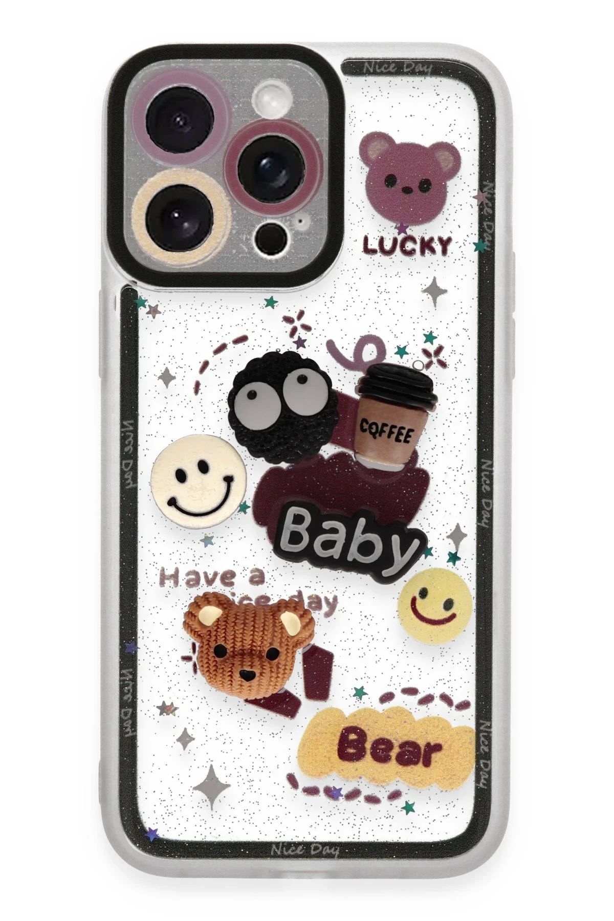 Newface iPhone 14 Pro Kılıf Sweet Desenli Silikon Kapak - Sarı