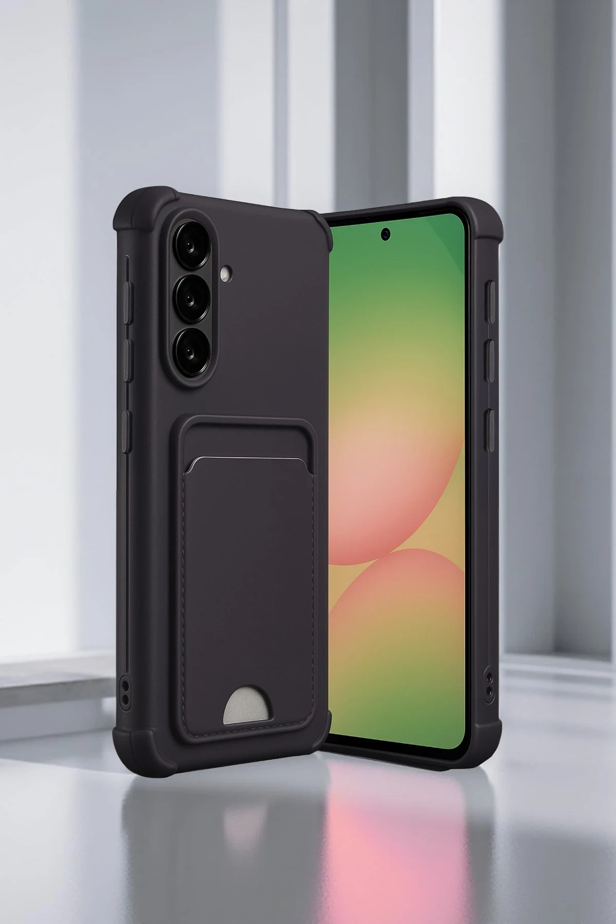 Newface Samsung Galaxy A56 Kılıf Kelvin Kartvizitli Silikon - Derin Mor