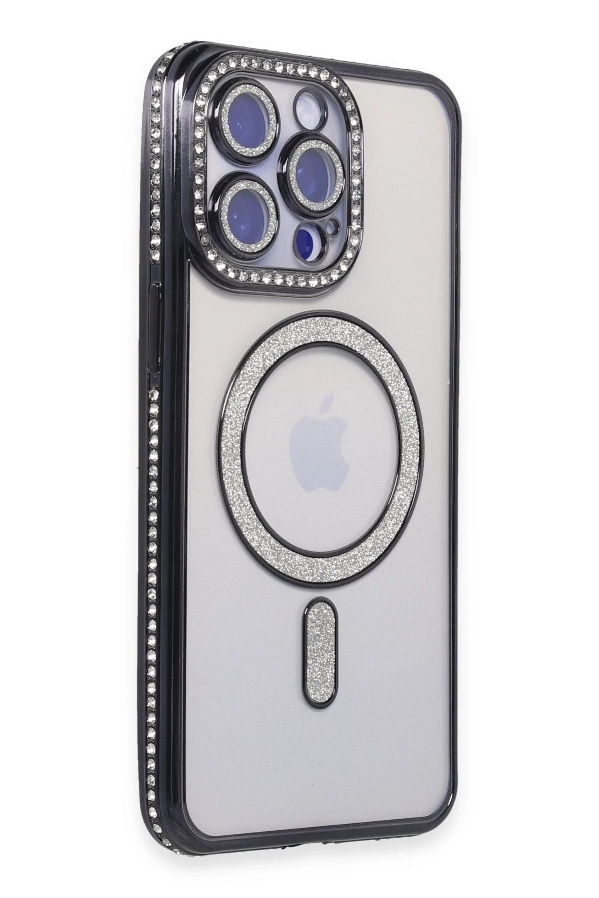 Newface iPhone 15 Pro Kılıf Joke Simli Magneticsafe Kılıf - Siyah