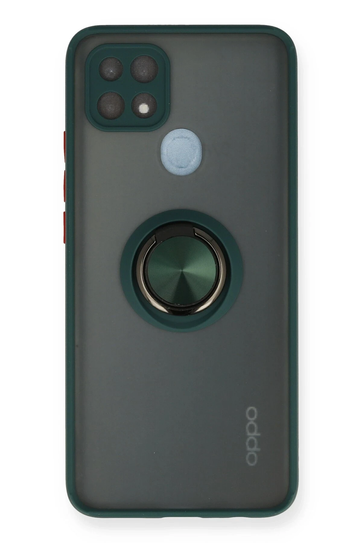Newface Oppo A15 Kılıf Montreal Yüzüklü Silikon Kapak - Yeşil