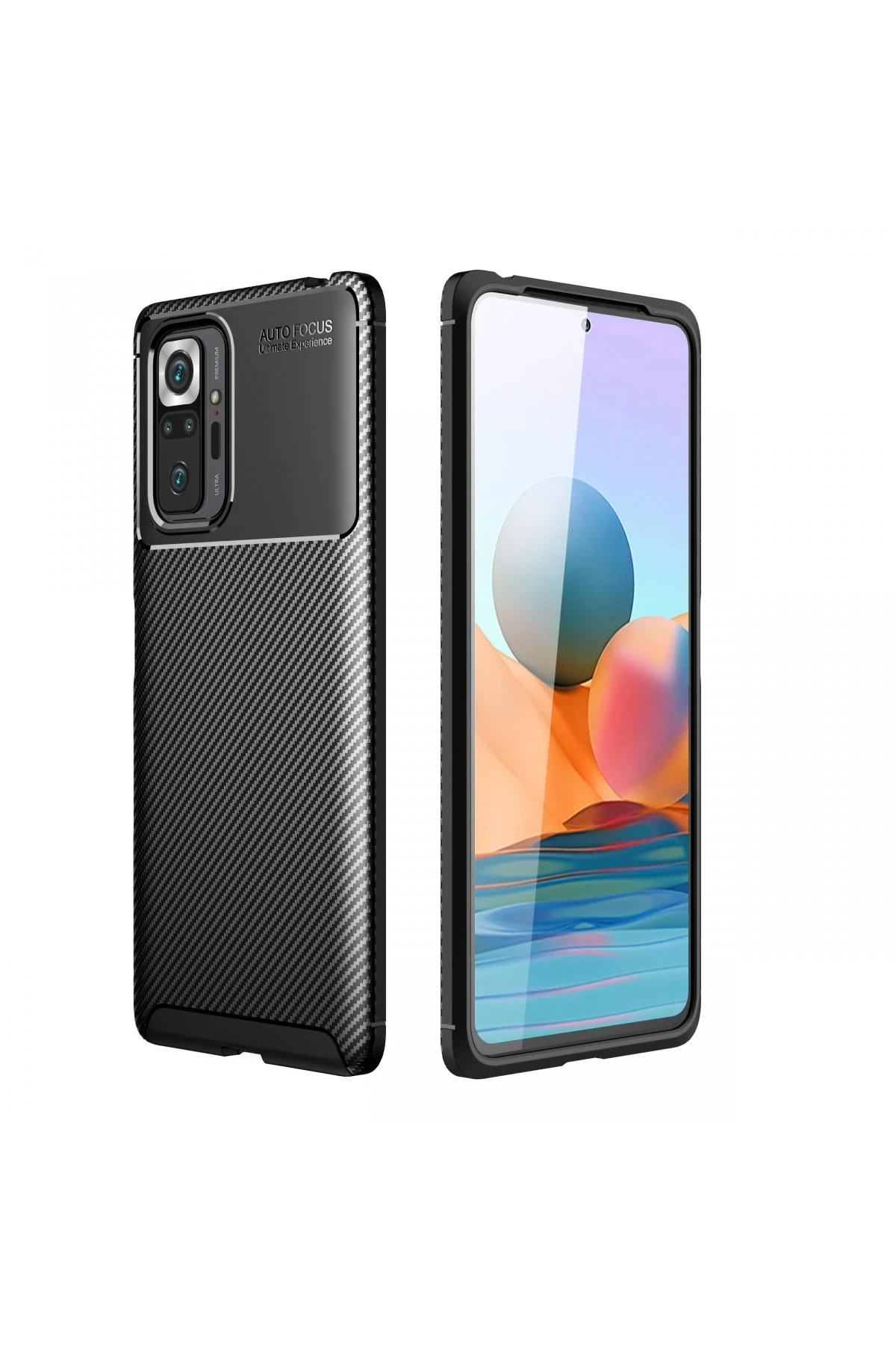 Newface Xiaomi Redmi Note 10 Pro Kılıf Auto Focus Karbon Kapak - Siyah