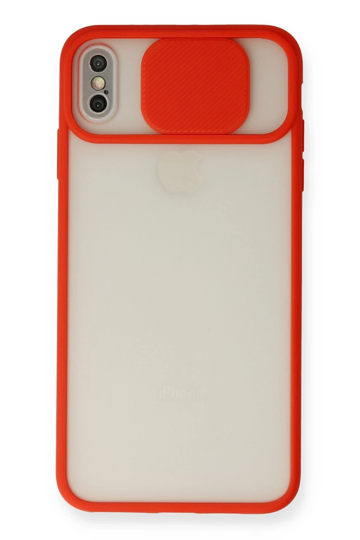 Newface iPhone XS Max Kılıf Palm Buzlu Kamera Sürgülü Silikon - Kırmızı