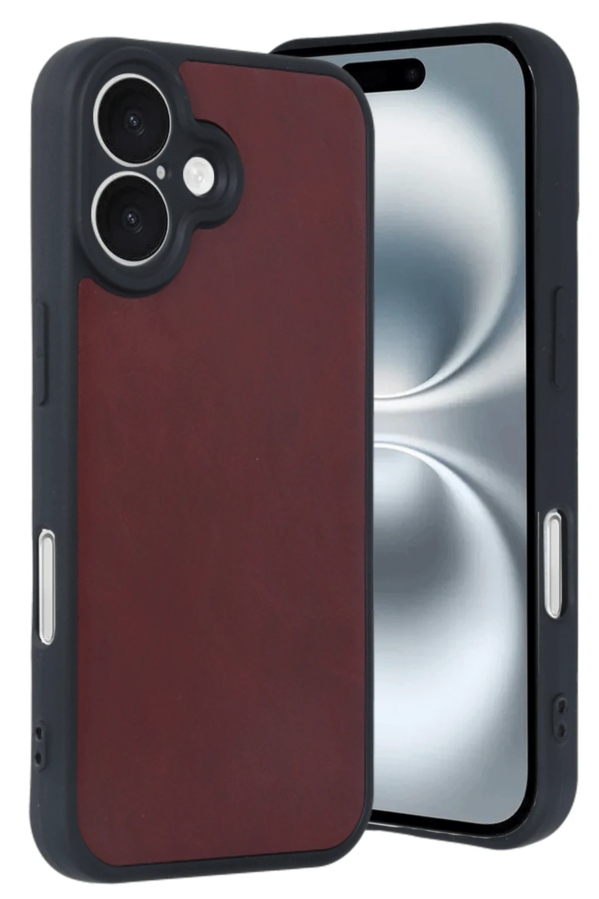 Newface iPhone 16 Kılıf Aras Deri Kapak - Bordo
