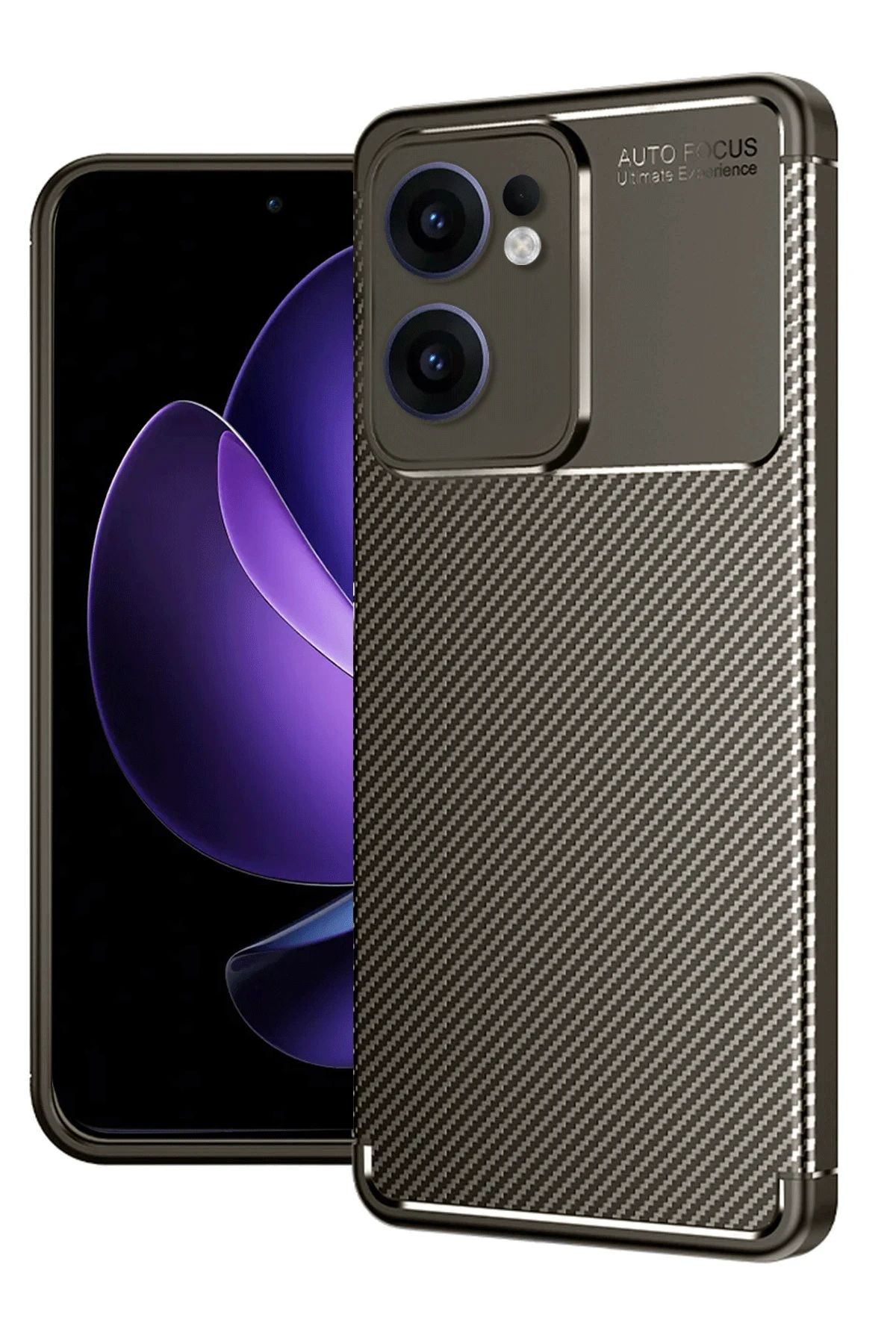 Newface Oppo Reno 13F Kılıf Auto Focus Karbon Kapak - Kahverengi