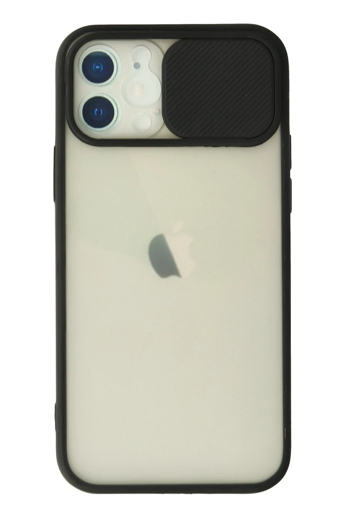 Newface iPhone 12 Kılıf Palm Buzlu Kamera Sürgülü Silikon - Siyah