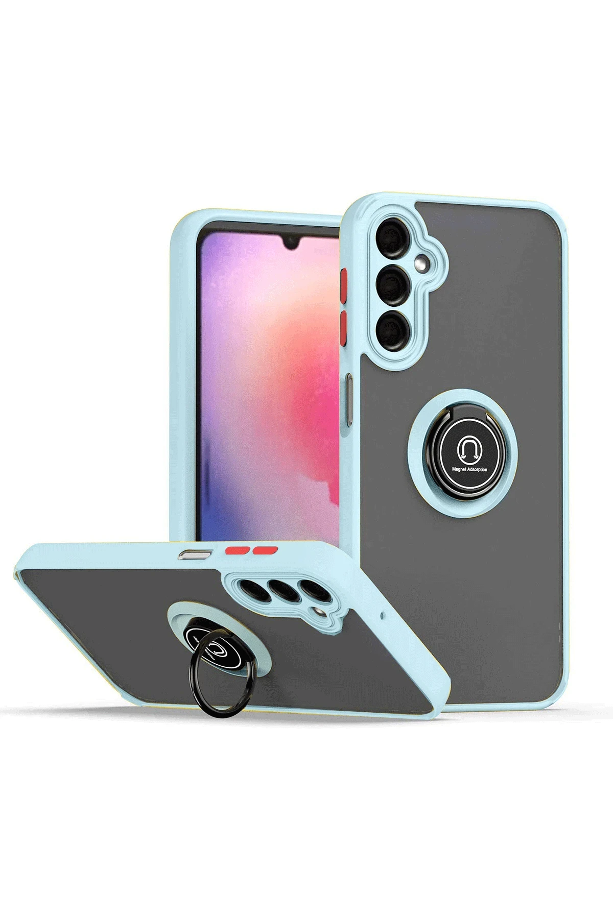 Newface Samsung Galaxy A05S Kılıf Montreal Yüzüklü Silikon Kapak - Buz Mavi