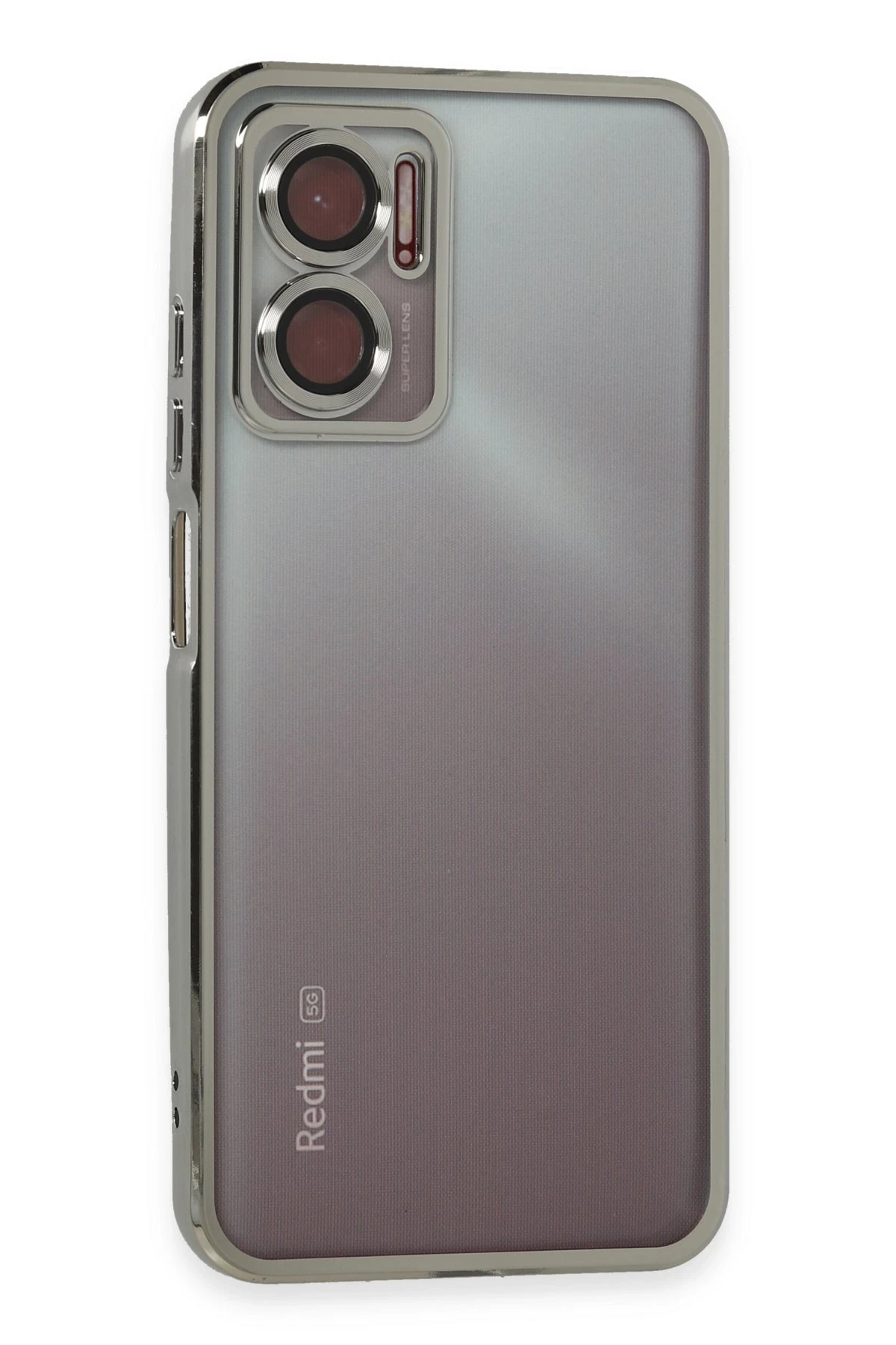 Newface Xiaomi Redmi 10 5G Kılıf Razer Lensli Silikon - Gümüş