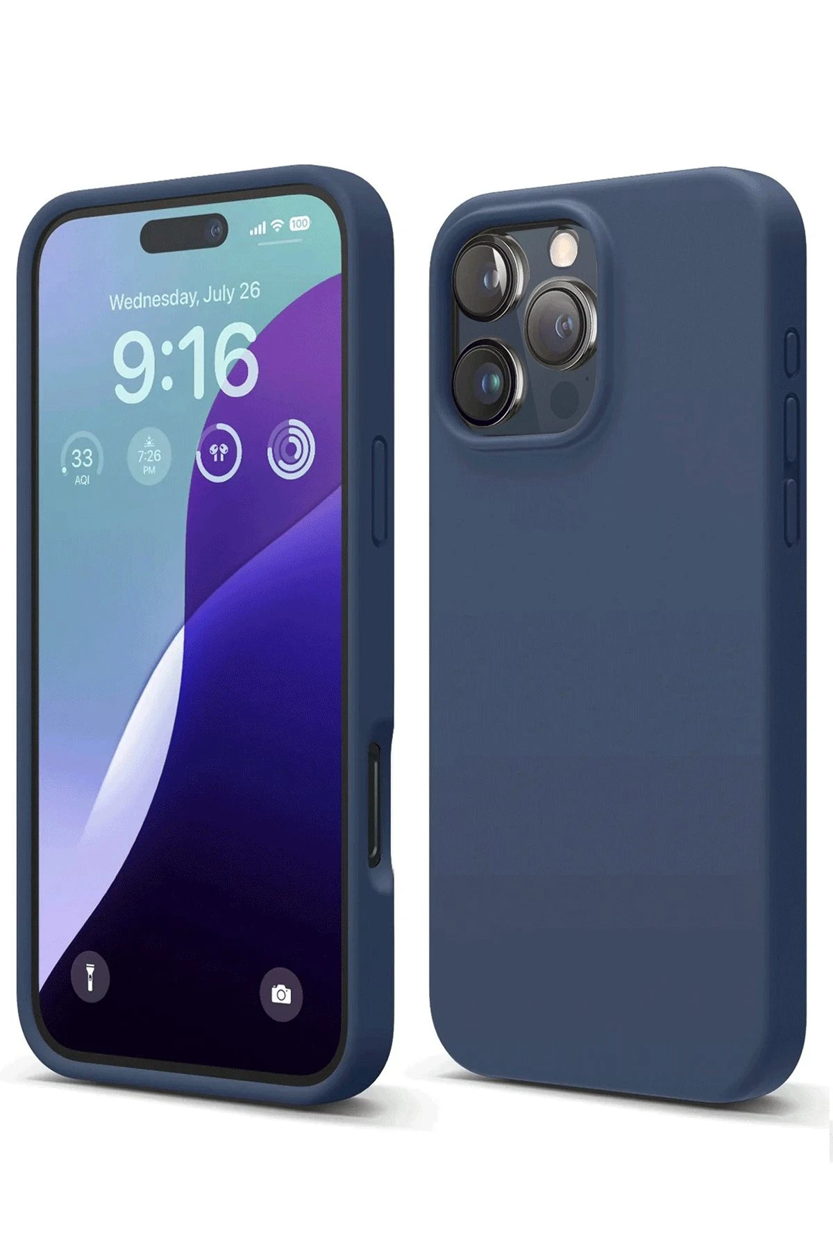 Newface iPhone 16 Pro Kılıf Nano içi Kadife Silikon - Lacivert
