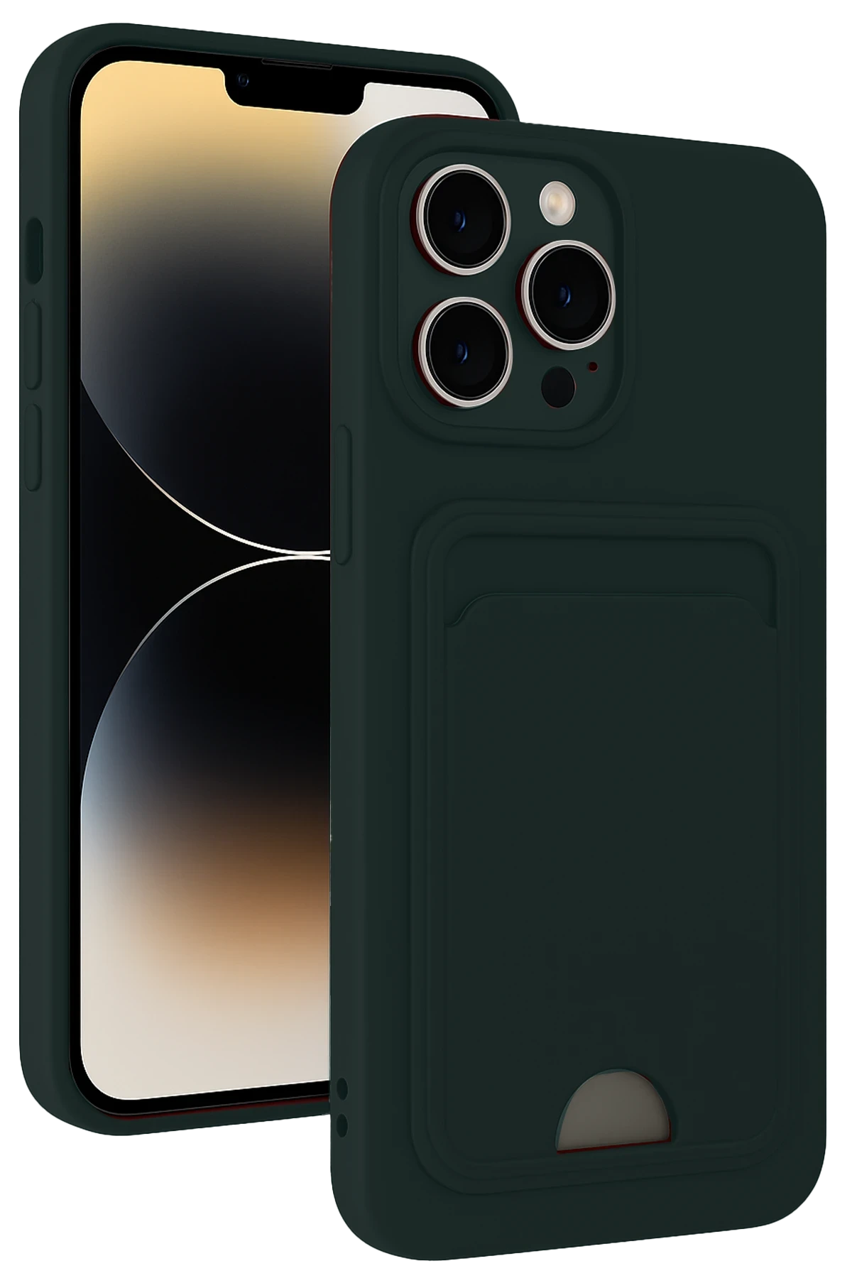 Newface iPhone 13 Pro Max Kılıf Kelvin Kartvizitli Silikon - Koyu Yeşil
