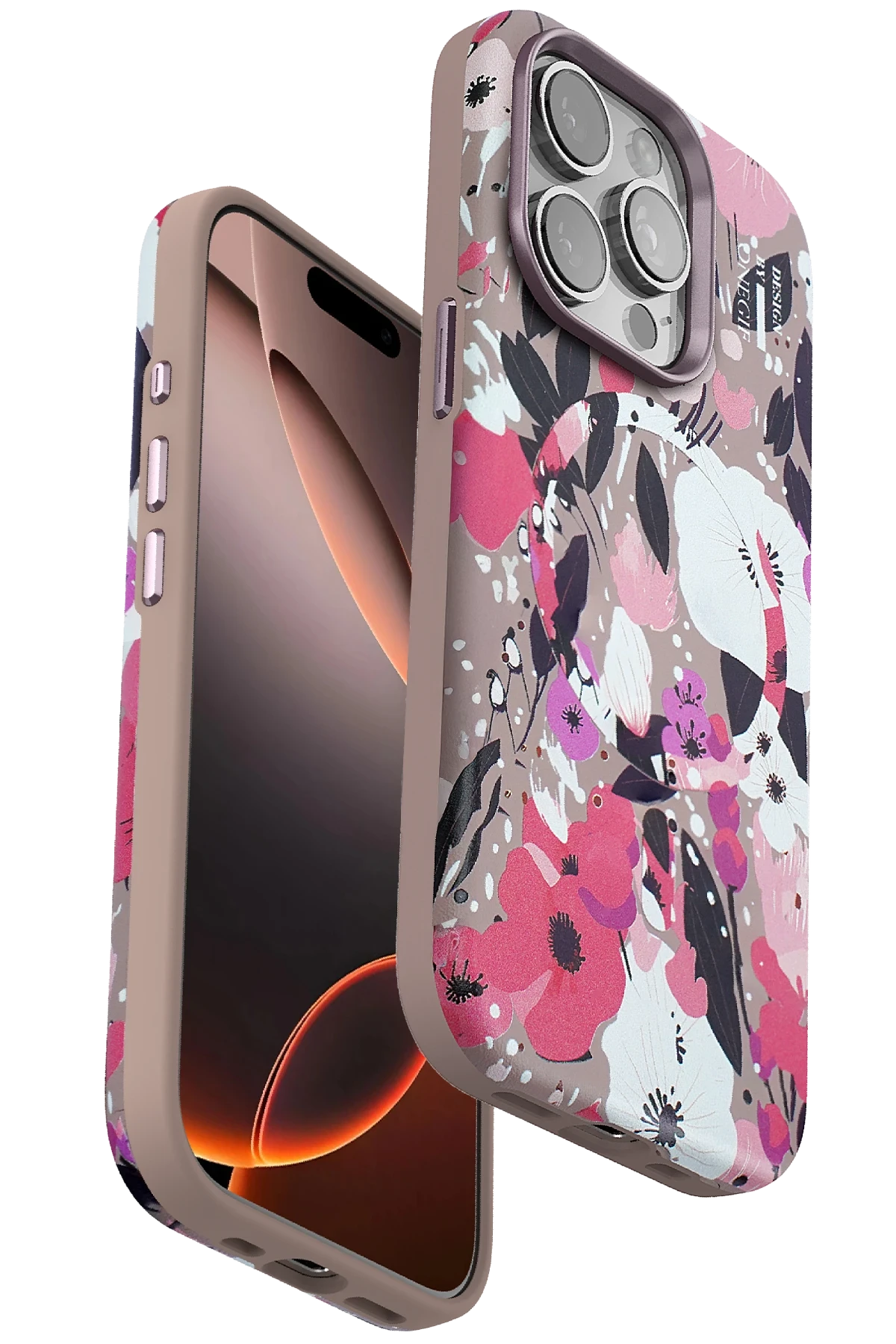 Onegif iPhone 15 Pro Flower Series Magsafe Kapak - Pembe