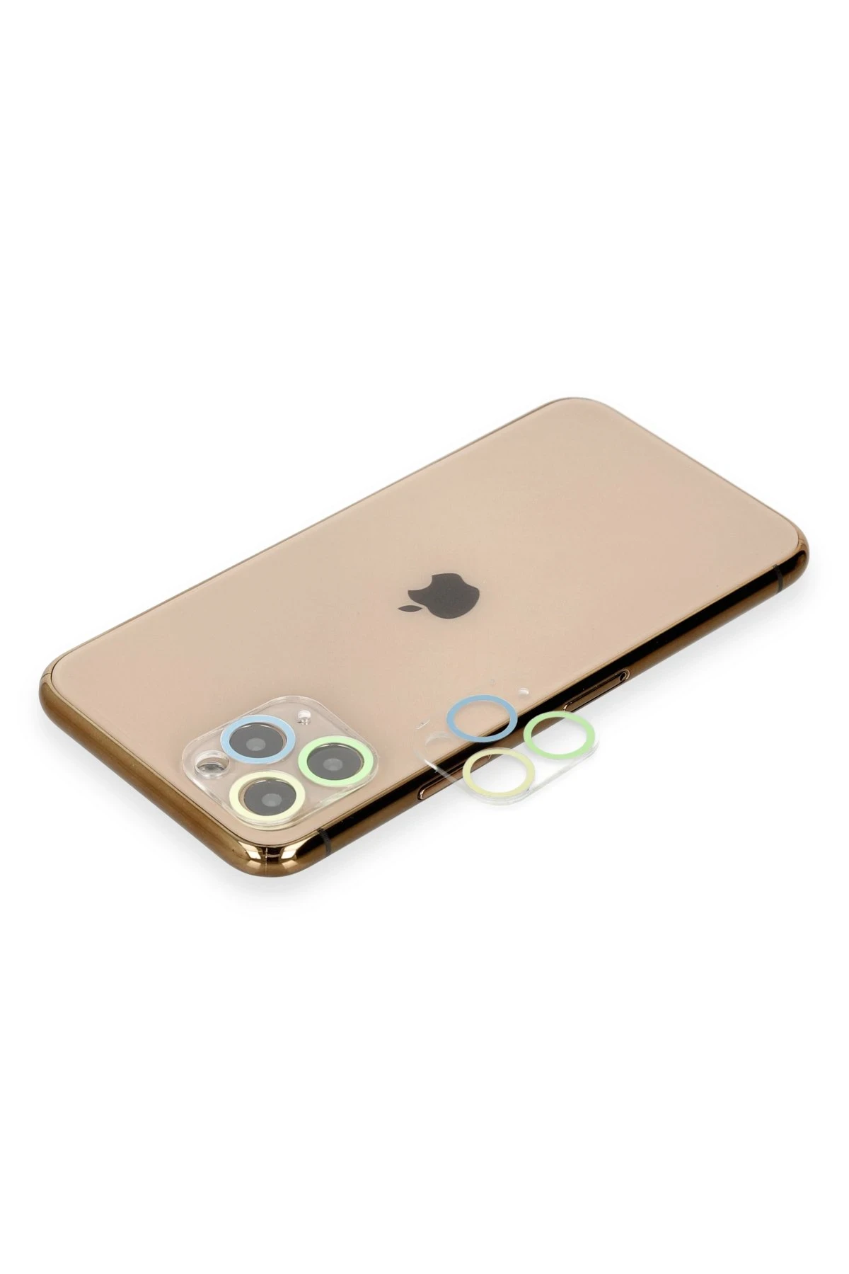 Newface iPhone 11 Pro Renkli Kamera Lens Koruma Cam - Yeşil-Sarı