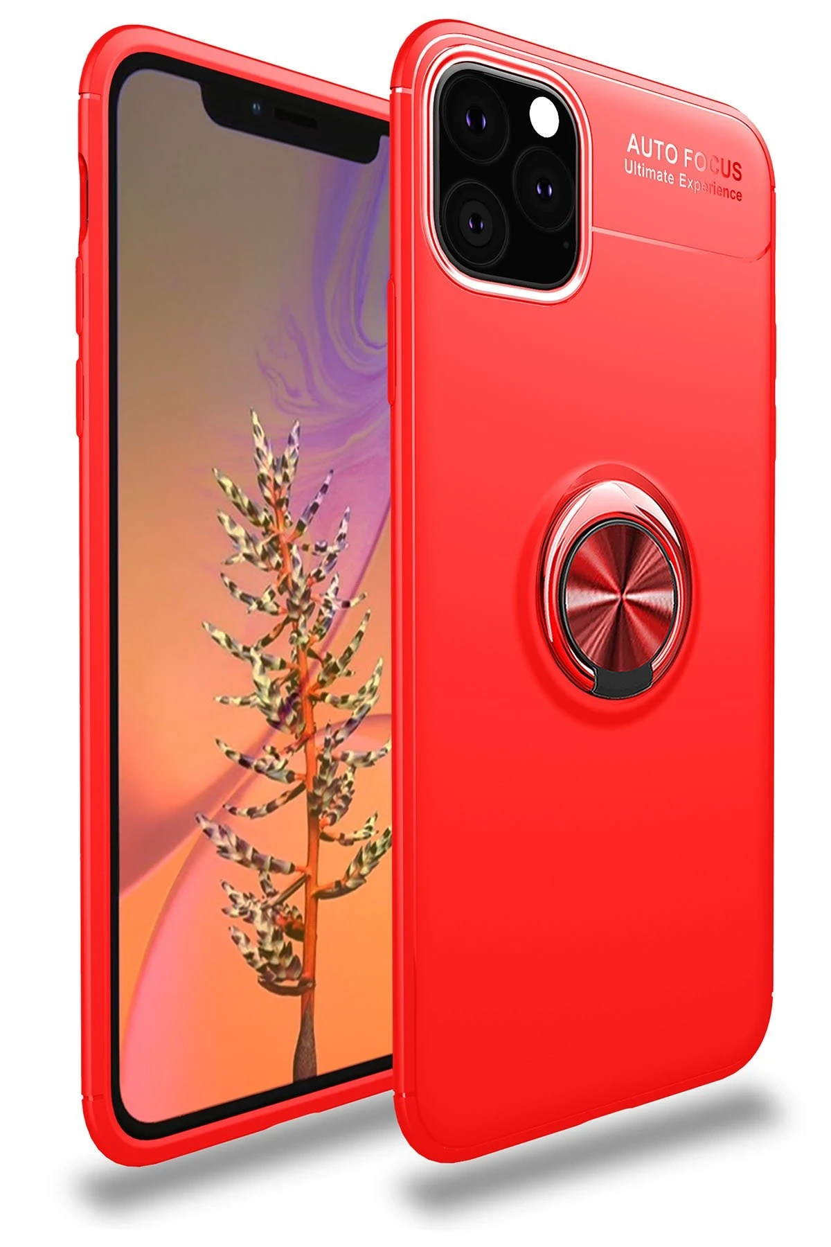 Newface iPhone 11 Pro Kılıf Range Yüzüklü Silikon - Kırmızı