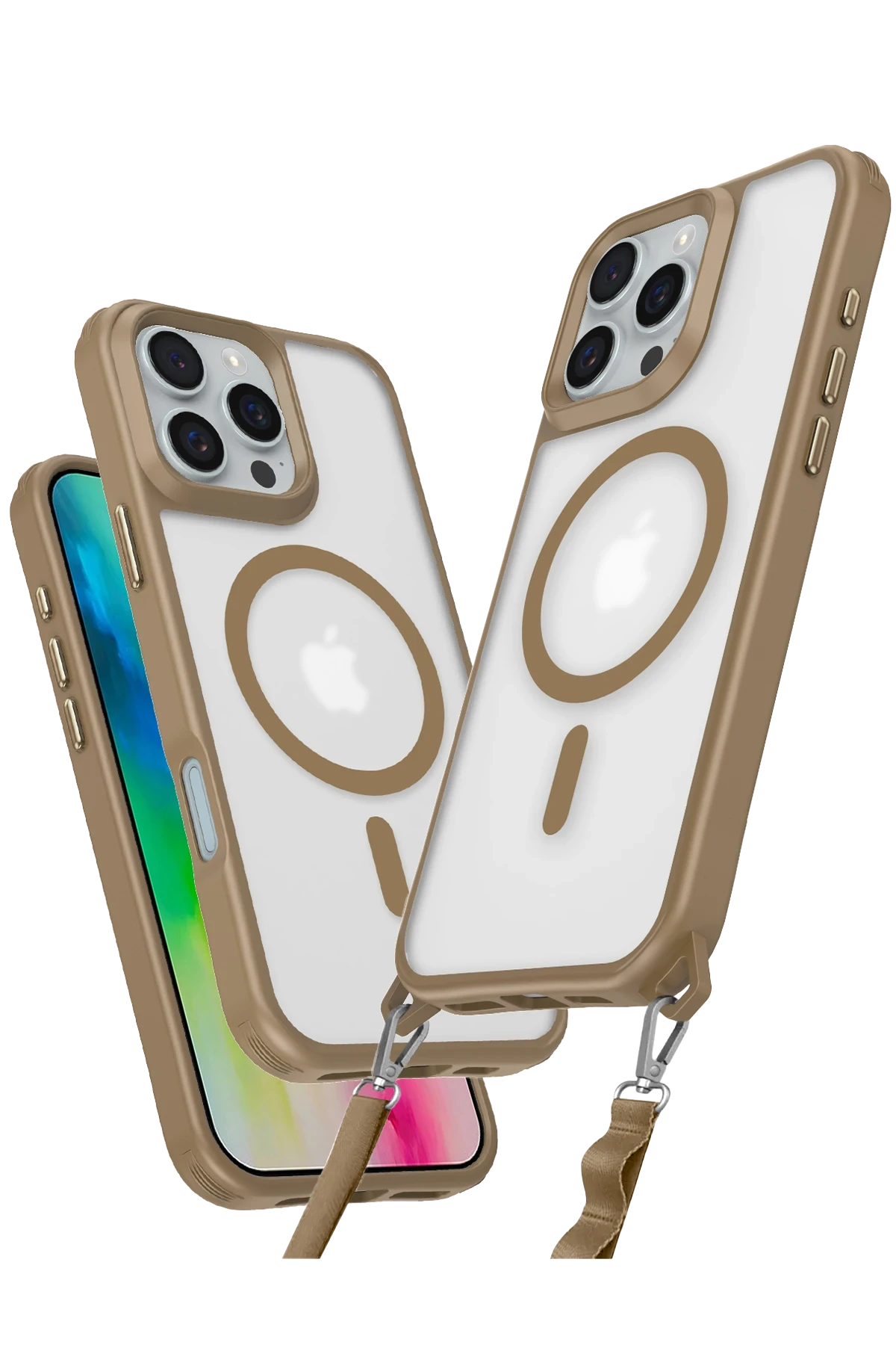 Newface iPhone 16 Pro Max Kılıf Enka Magsafe Silikon Kılıf - Desert