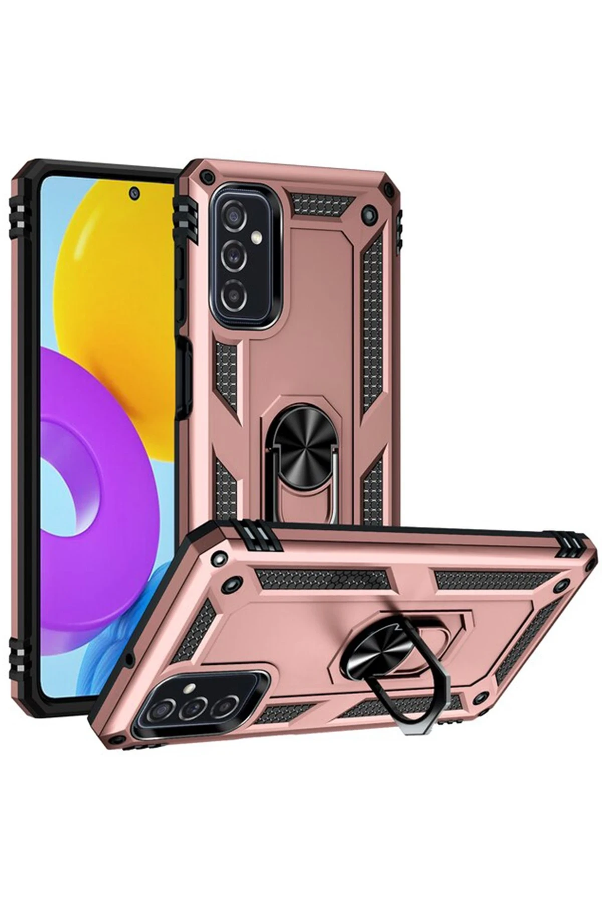Newface Samsung Galaxy M52 5G Kılıf Sofya Yüzüklü Silikon Kapak - Rose