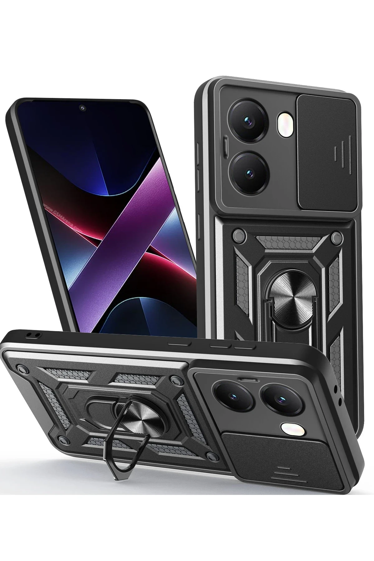 Newface Xiaomi Poco X7 Pro Kılıf Pars Lens Yüzüklü Silikon - Siyah