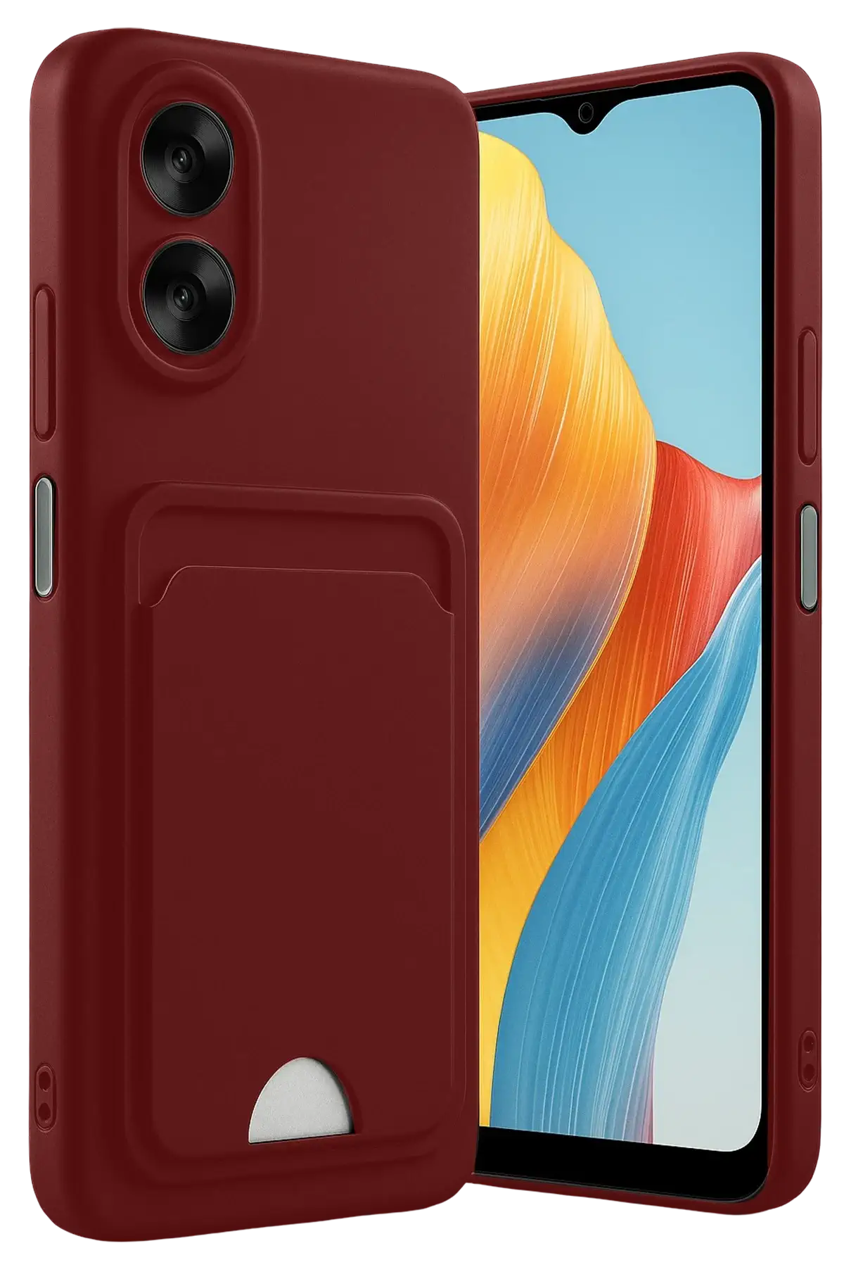 Newface Oppo A38 Kılıf Kelvin Kartvizitli Silikon - Bordo