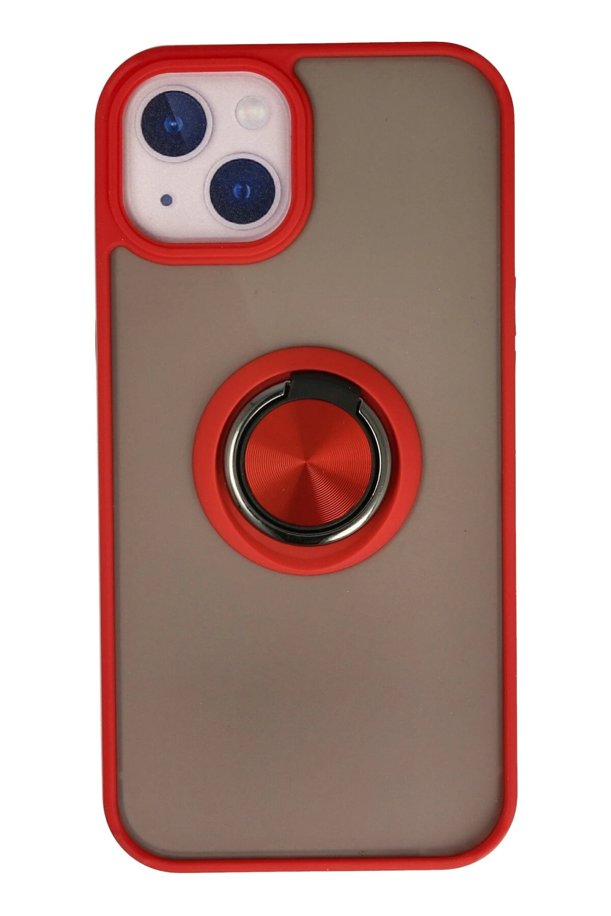 Newface iPhone 13 Mini Kılıf Montreal Yüzüklü Silikon Kapak - Kırmızı