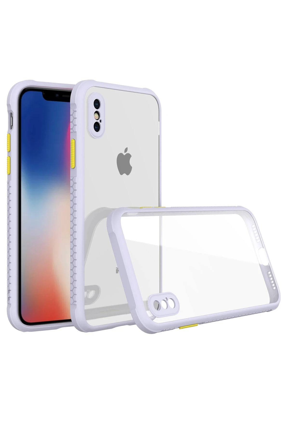 Newface iPhone XS Max Kılıf Miami Şeffaf Silikon - Lila