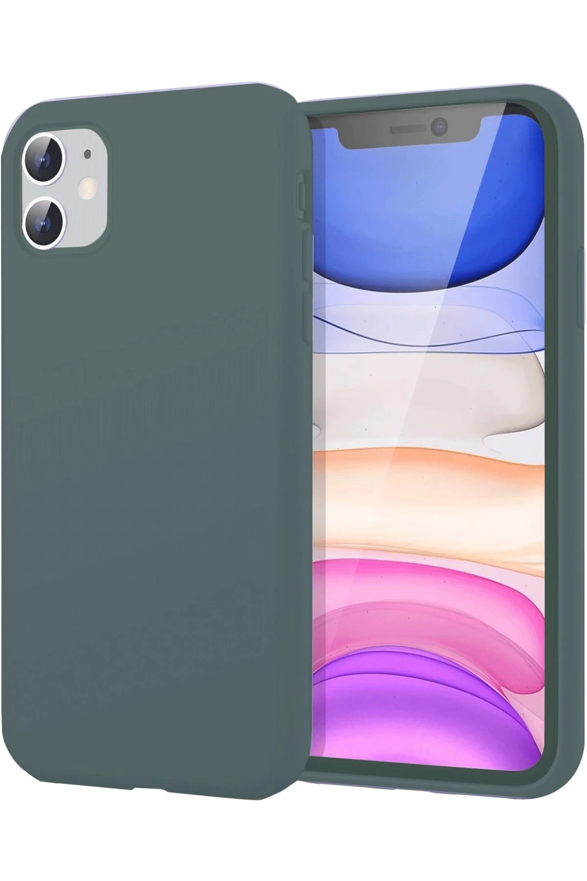 Newface iPhone 11 Kılıf First Silikon - Koyu Yeşil