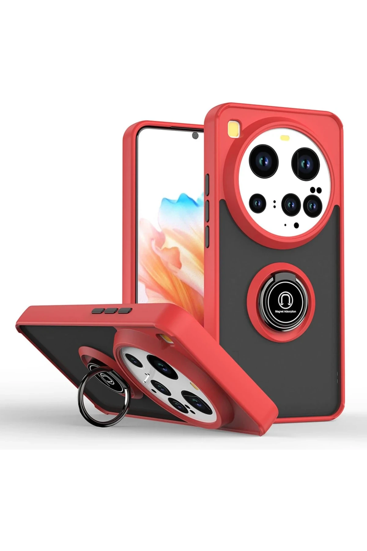 Newface Xiaomi Mi 15 Ultra Kılıf Montreal Yüzüklü Silikon Kapak - Kırmızı