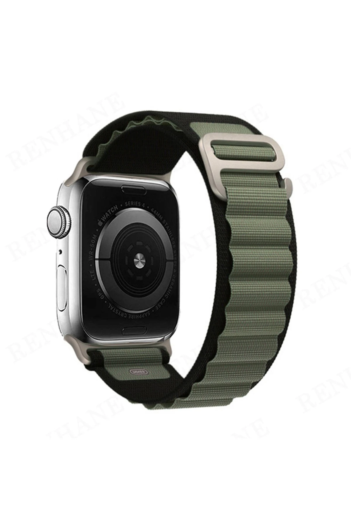 Newface Apple Watch 38mm Mountain Kordon - Siyah-Yeşil