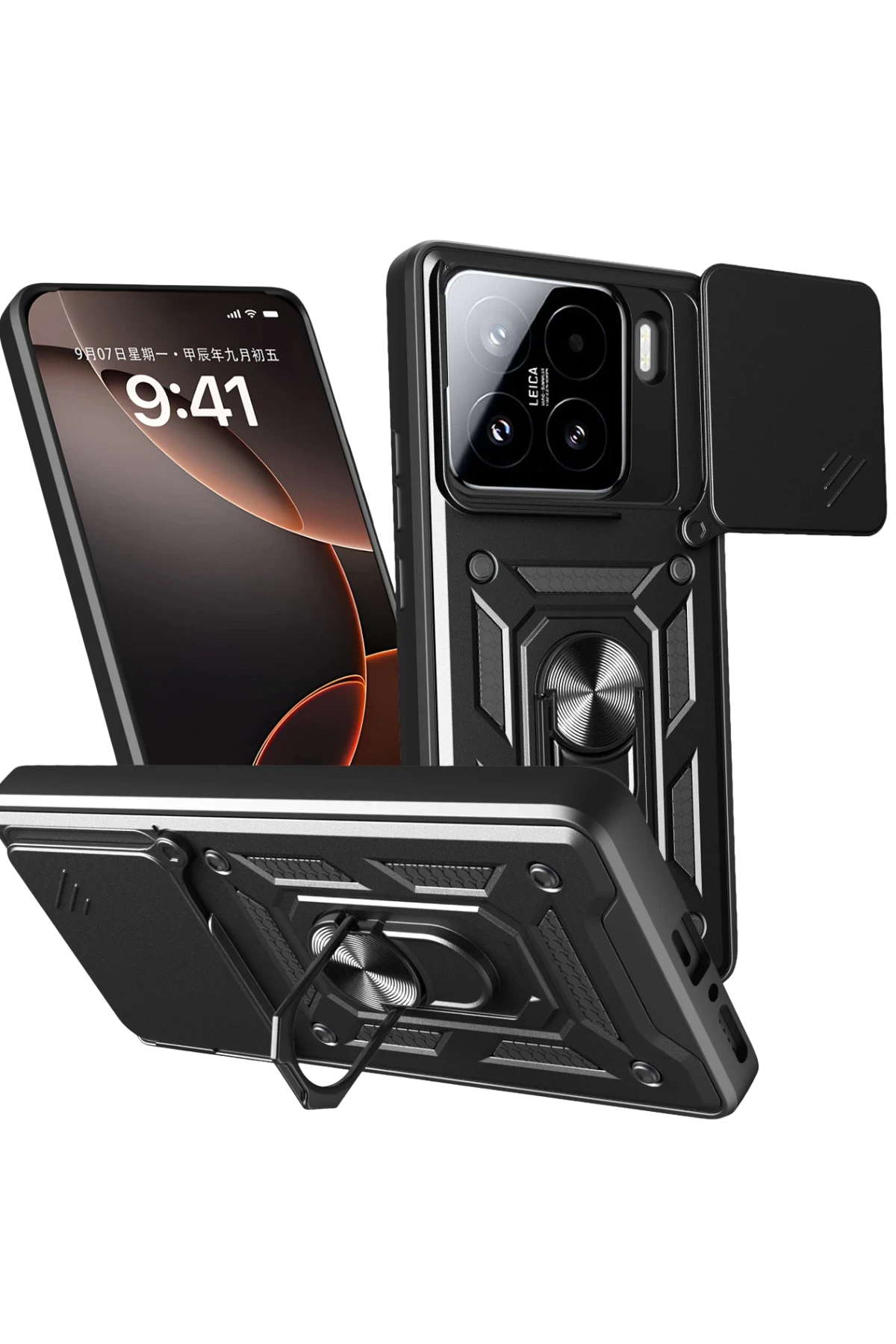 Newface Xiaomi Mi 15 Kılıf Pars Lens Yüzüklü Silikon - Siyah