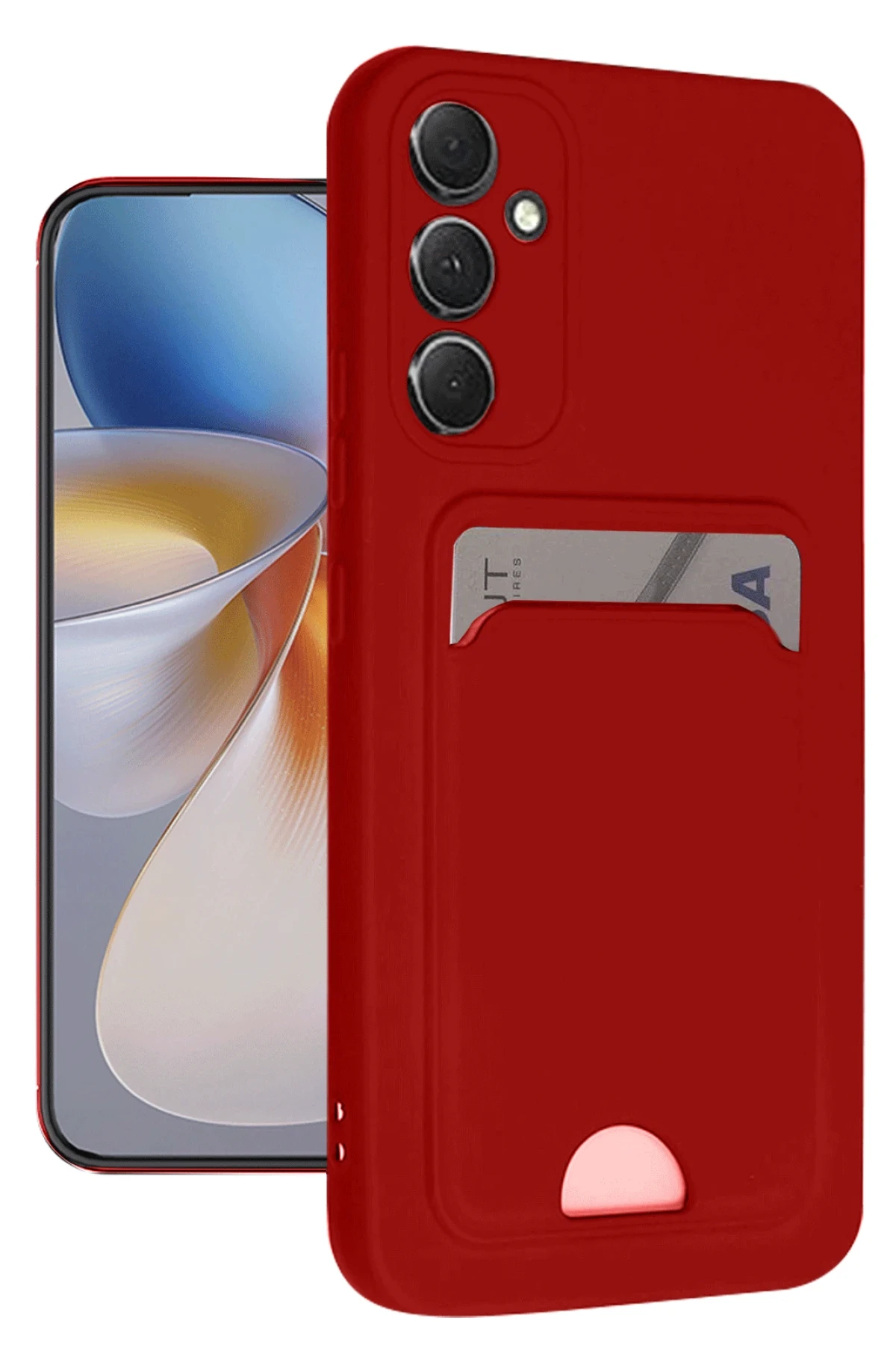 Newface Samsung Galaxy S24 FE Kılıf Kelvin Kartvizitli Silikon - Kırmızı