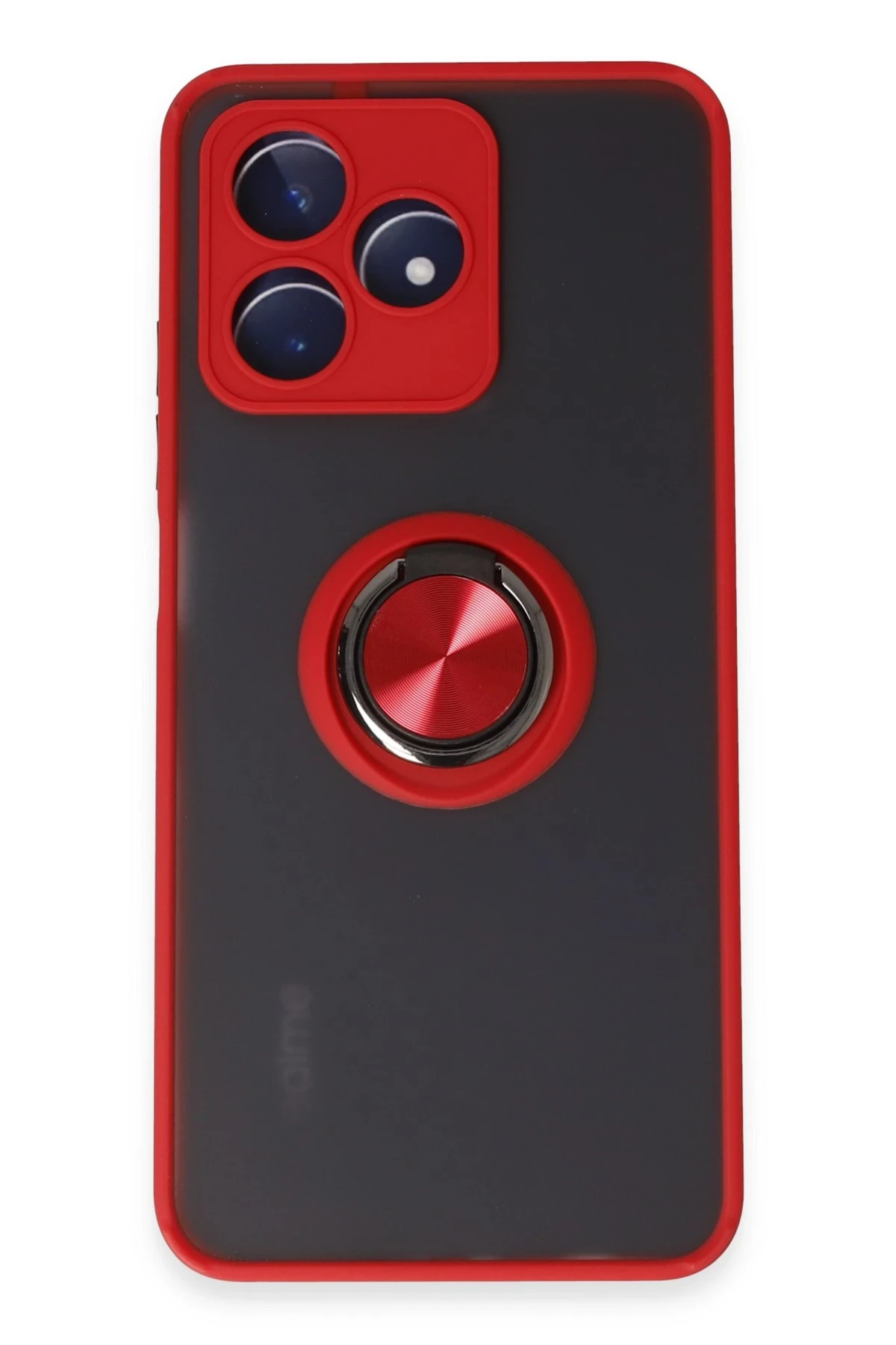 Newface Realme C53 Kılıf Montreal Yüzüklü Silikon Kapak - Kırmızı