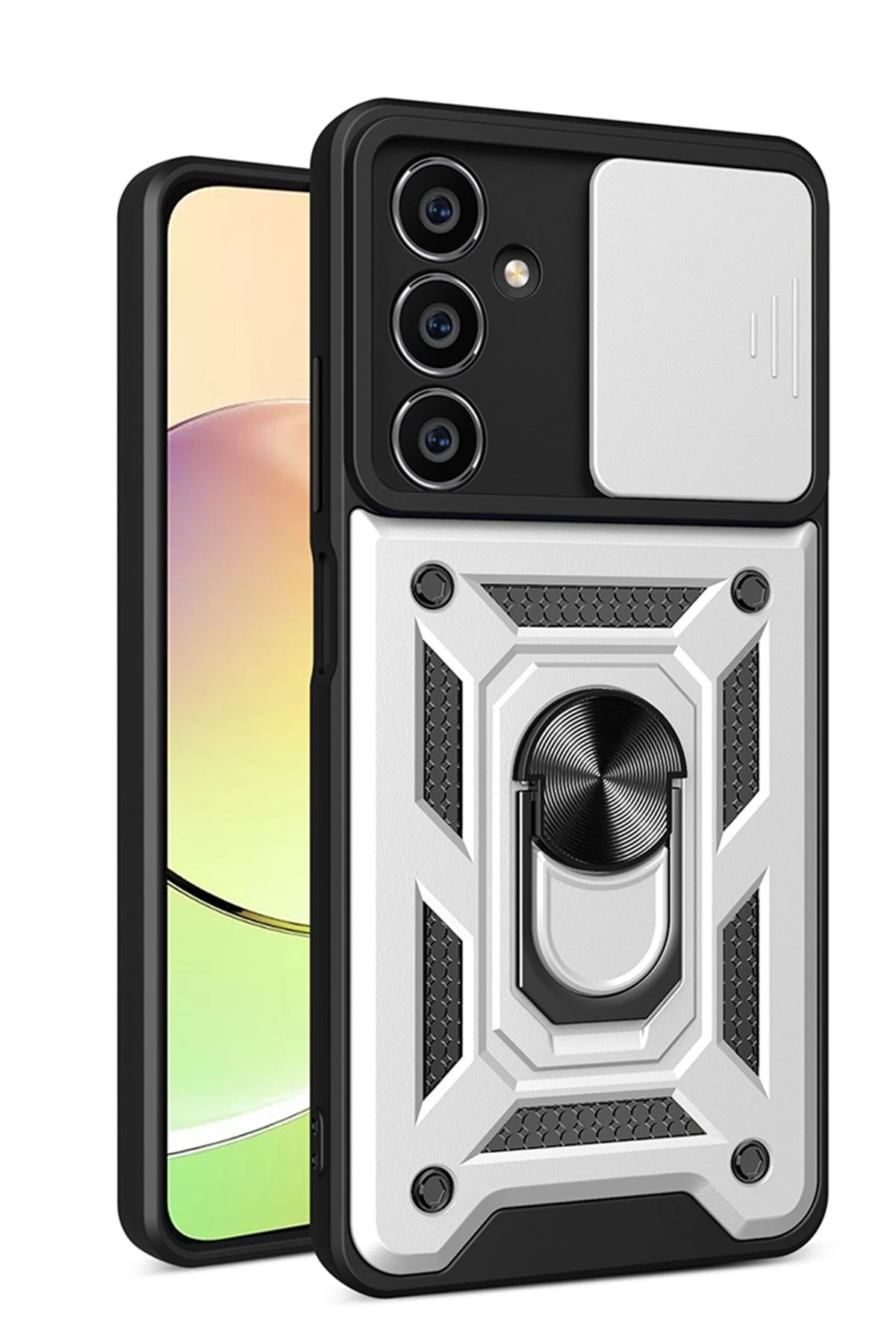 Newface Samsung Galaxy A05 Kılıf Pars Lens Yüzüklü Silikon - Gümüş