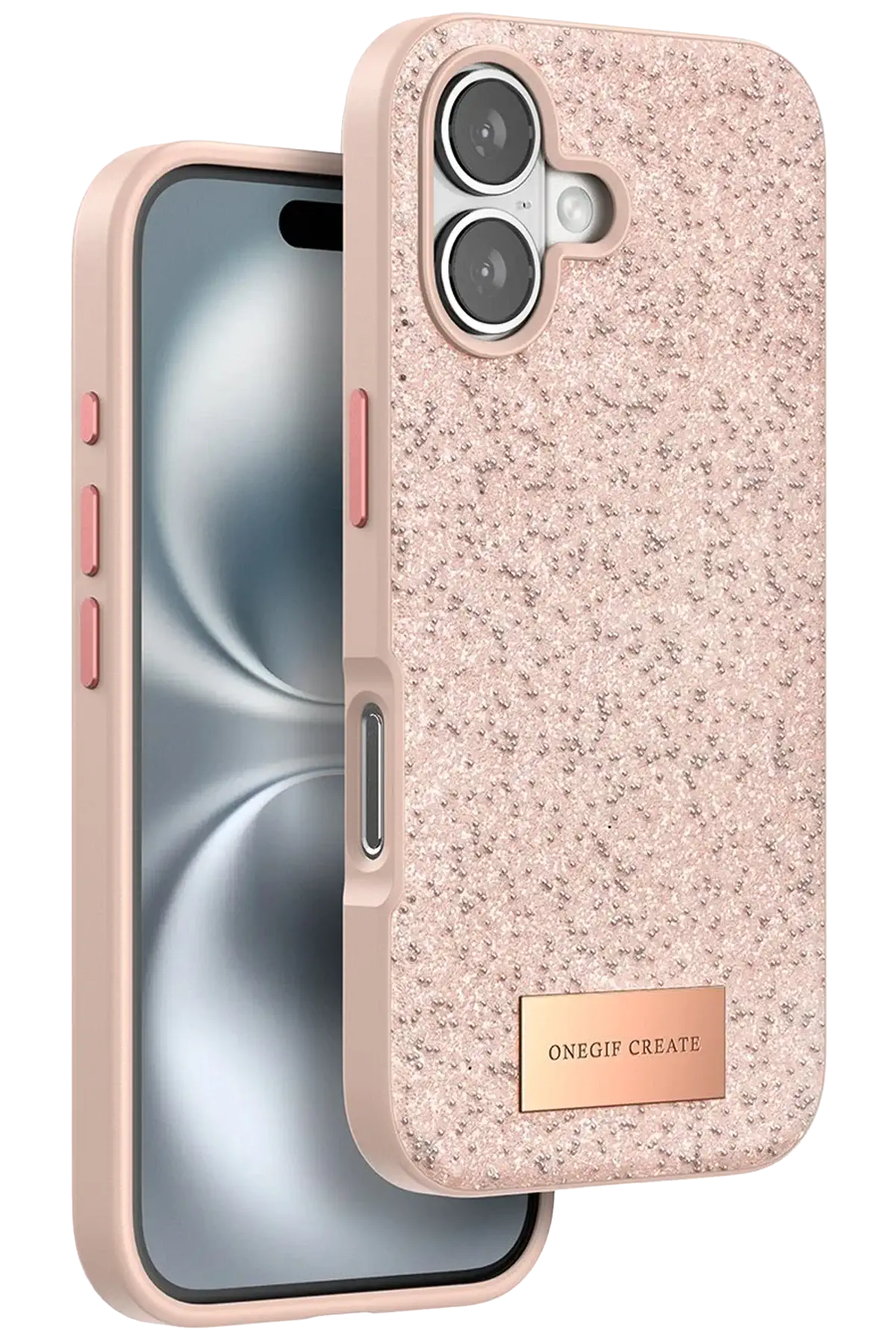 Onegif iPhone 16 Plus Bright Simli Kapak - Pembe