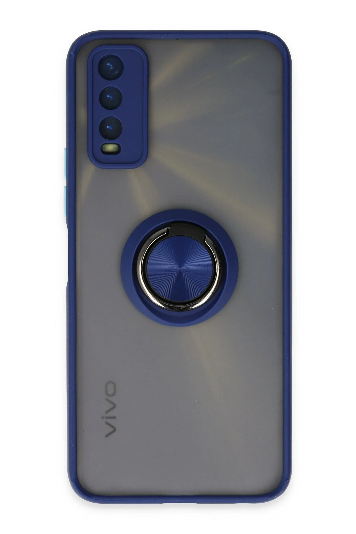 Newface Vivo Y11S Kılıf Montreal Yüzüklü Silikon Kapak - Lacivert