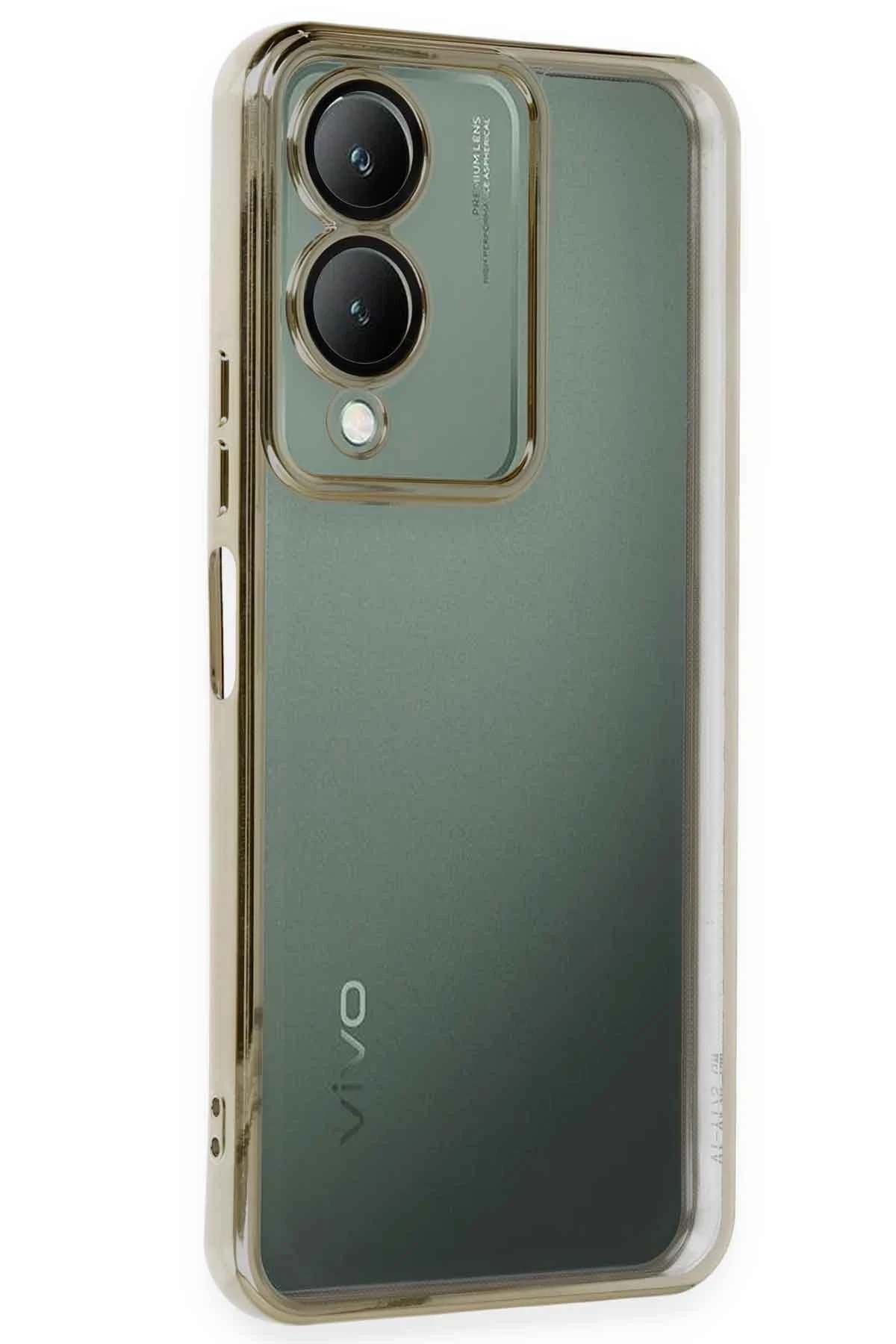 Newface Vivo Y17S Kılıf Razer Lensli Silikon - Gold