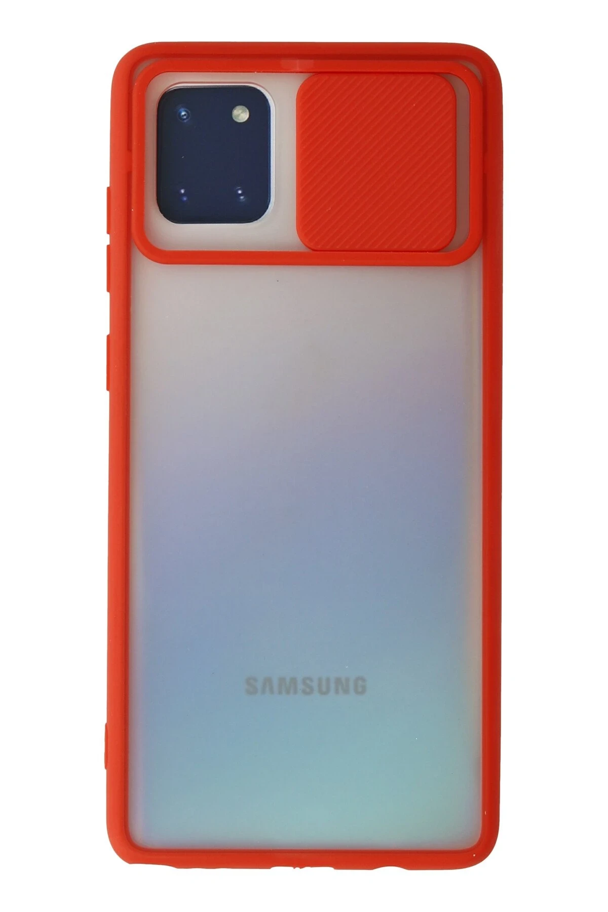 Newface Samsung Galaxy A81 / Note 10 Lite Kılıf Palm Buzlu Kamera Sürgülü Silikon - Kırmızı