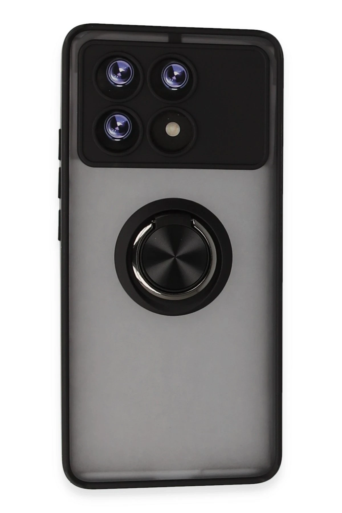 Newface Xiaomi Poco X6 Pro Kılıf Montreal Yüzüklü Silikon Kapak - Siyah
