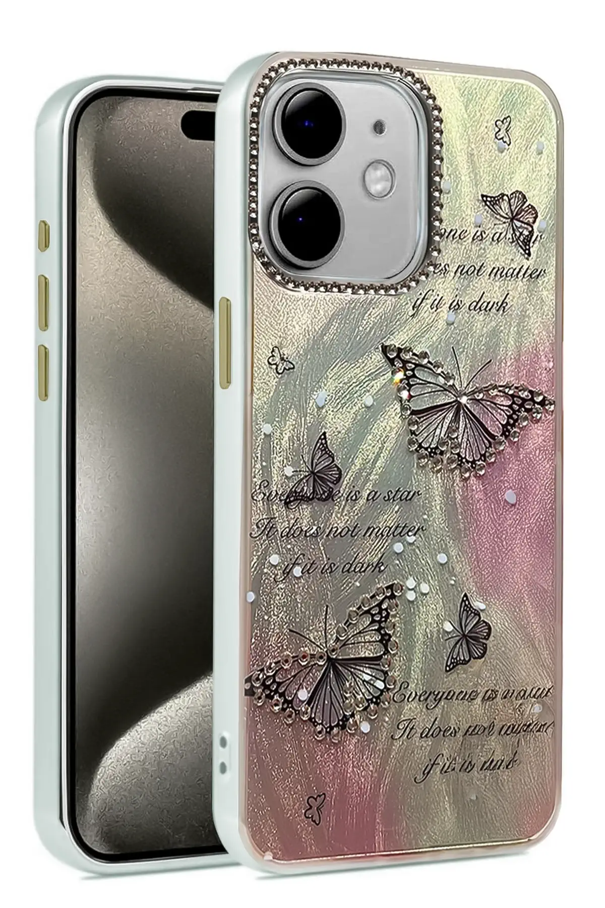 Newface iPhone 12 Kılıf Blade Aynalı Desenli Kapak - Desen 6