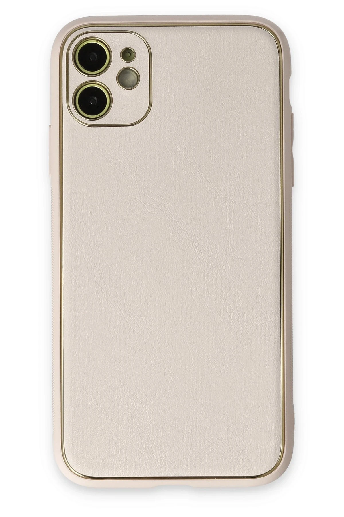Newface iPhone 12 Kılıf Coco Deri Silikon Kapak - Beyaz