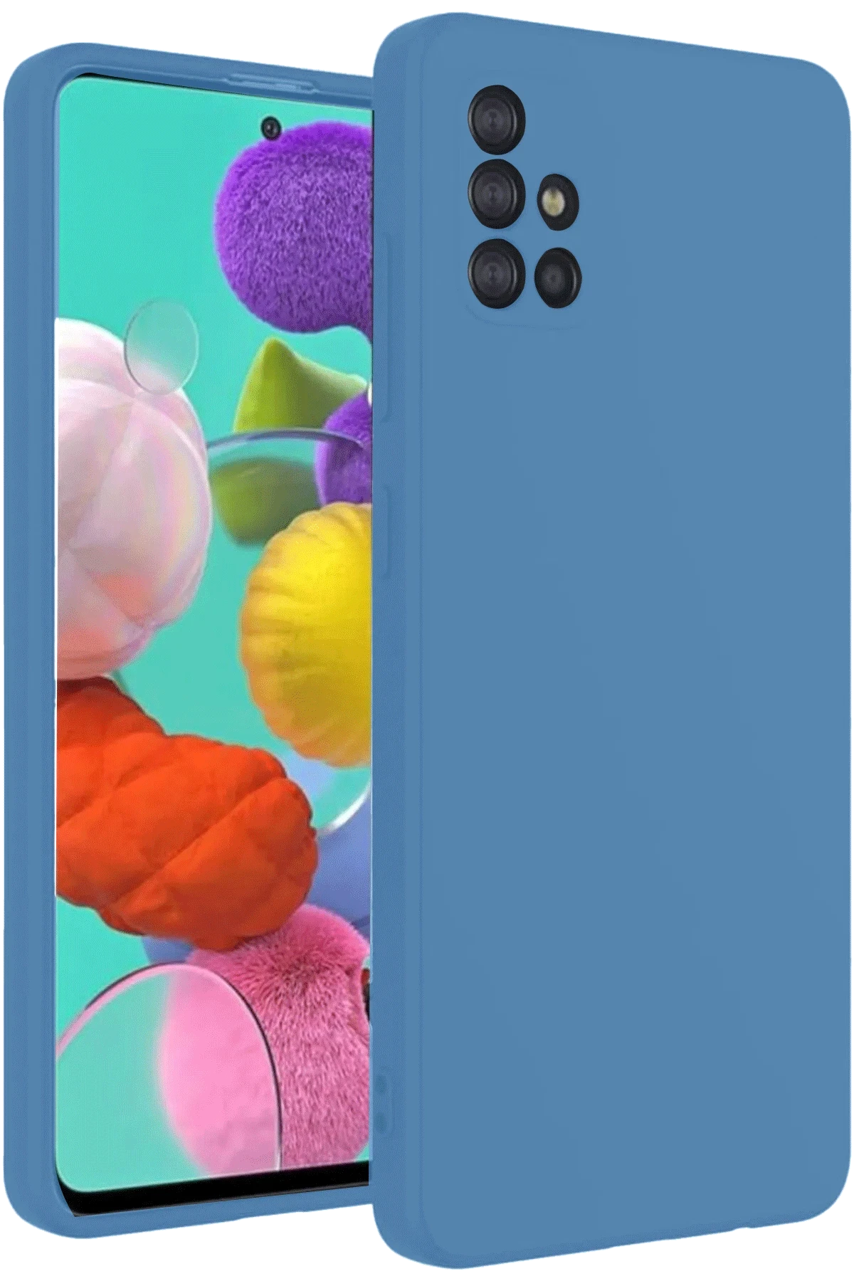 Newface Samsung Galaxy A31 Kılıf Nano içi Kadife Silikon - Mavi