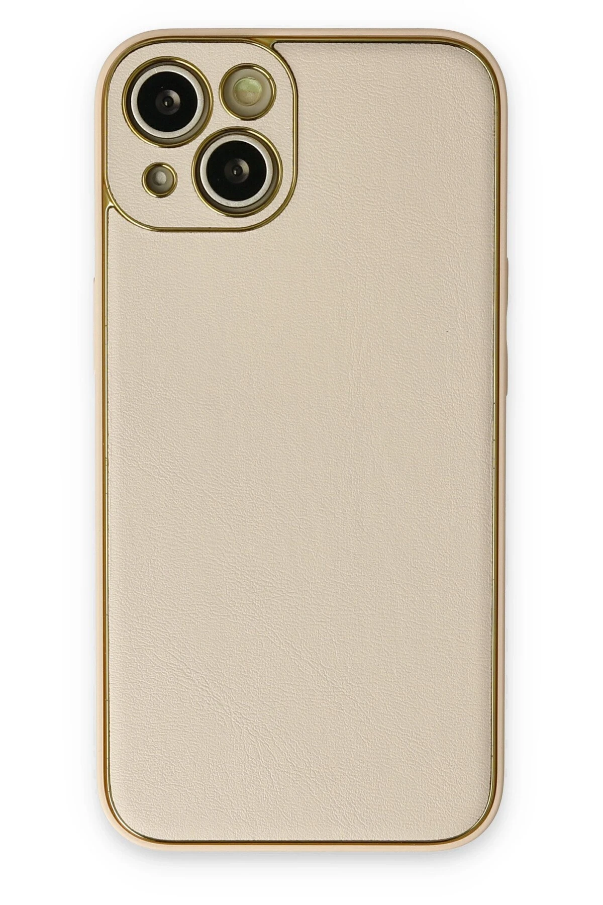 Newface iPhone 14 Plus Kılıf Coco Deri Silikon Kapak - Gold
