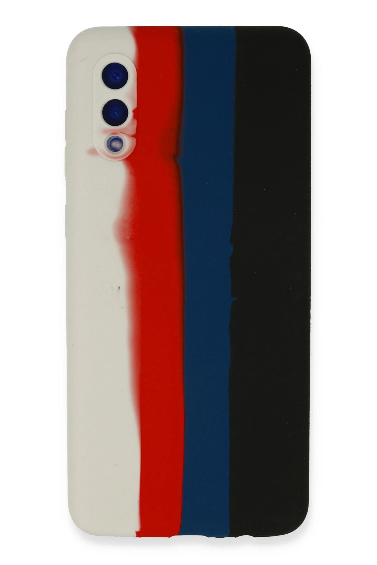 Newface Samsung Galaxy A02 Kılıf Ebruli Lansman Silikon - Beyaz-Siyah