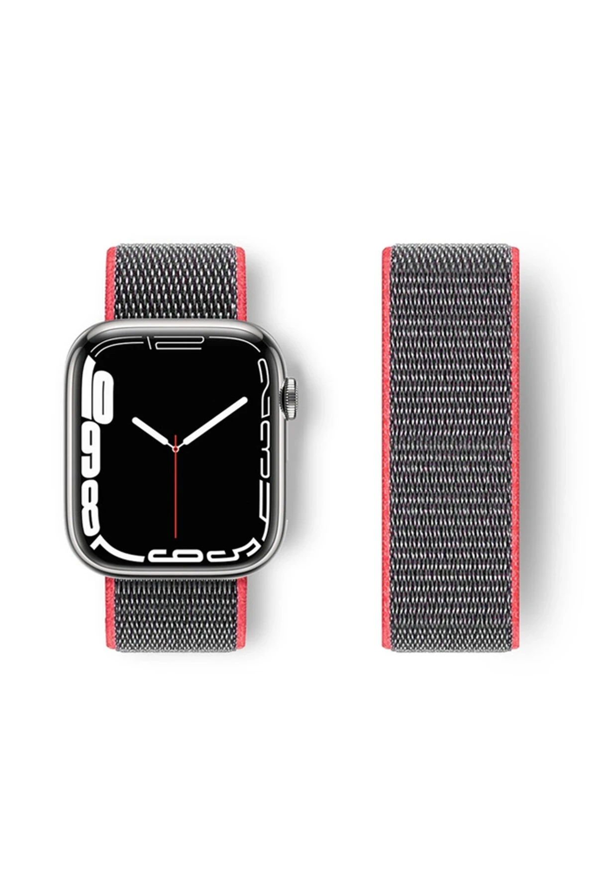 Newface Apple Watch 38mm Hasırlı Cırtcırtlı Kordon - Pembe