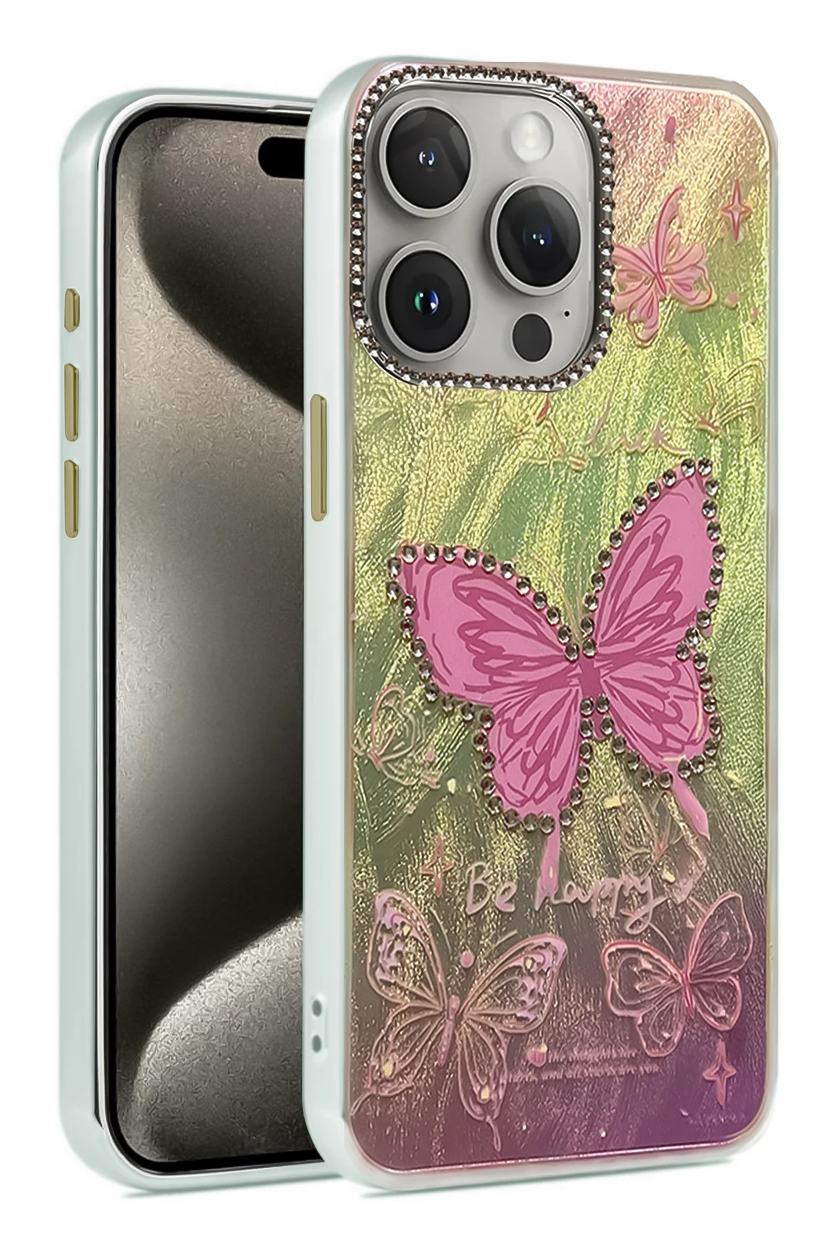 Newface iPhone 15 Pro Kılıf Blade Aynalı Desenli Kapak - Desen 5
