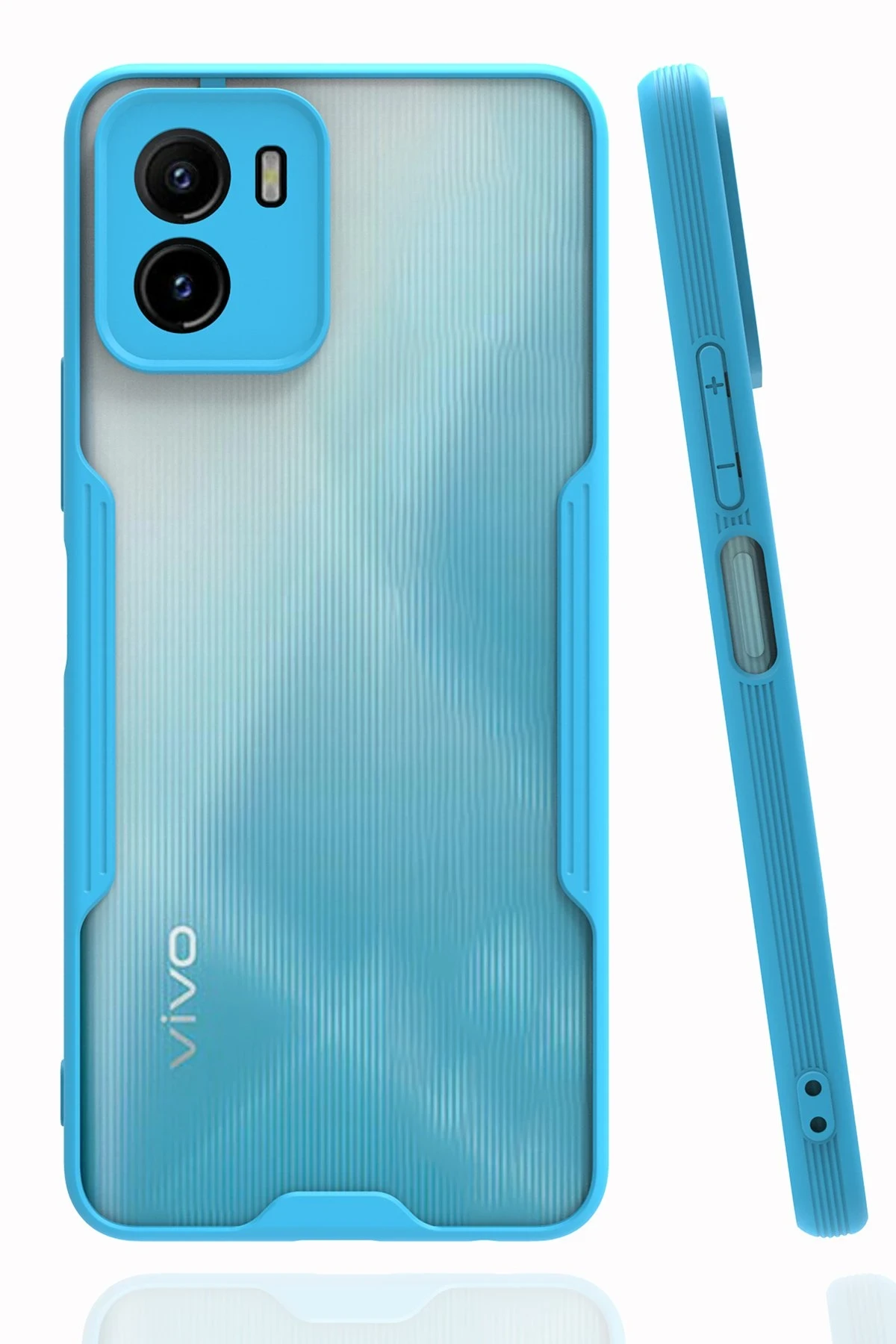 Newface Vivo Y15S Kılıf Platin Silikon - Mavi