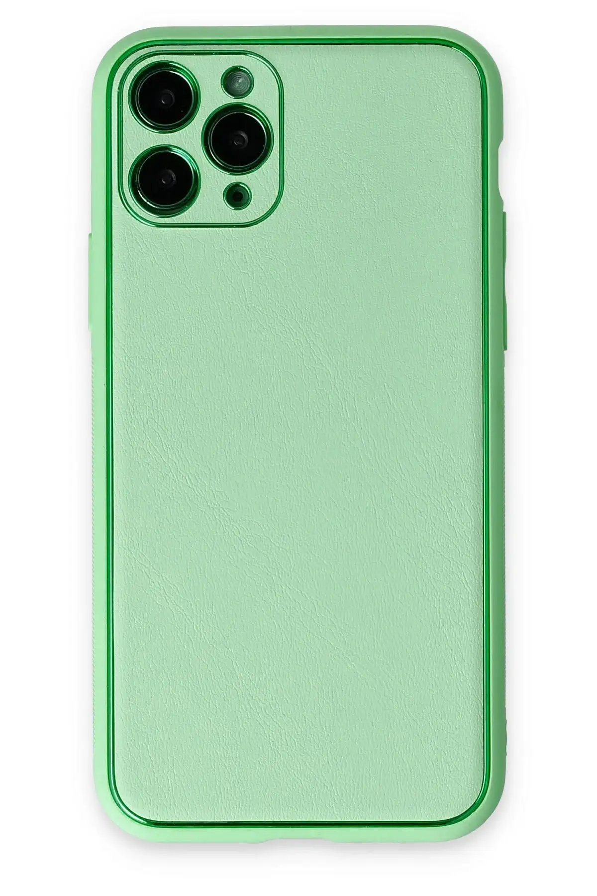 Newface iPhone 11 Pro Kılıf Coco Deri Silikon Kapak - Açık Yeşil