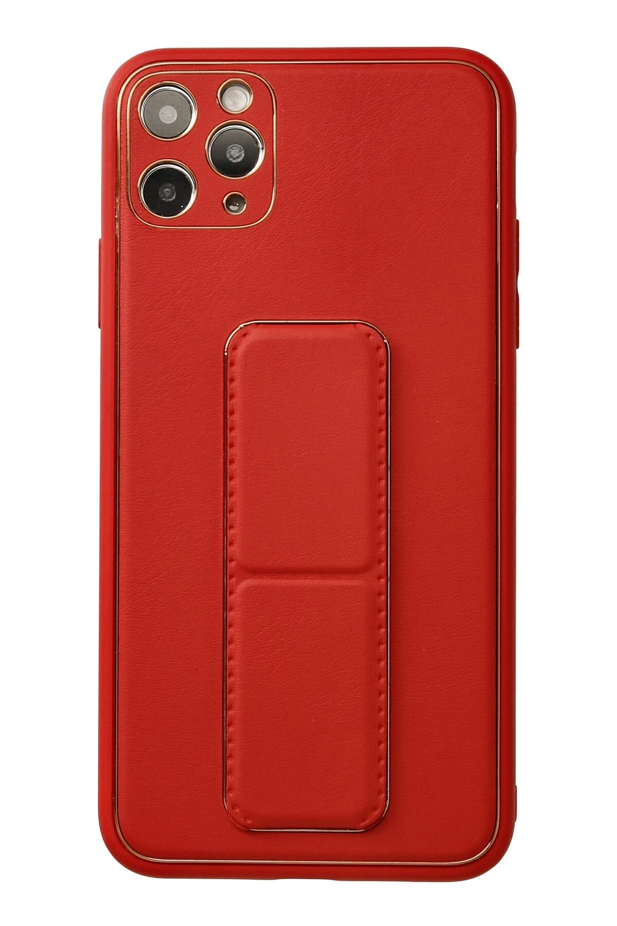 Newface iPhone 11 Pro Max Kılıf Coco Deri Standlı Kapak - Kırmızı